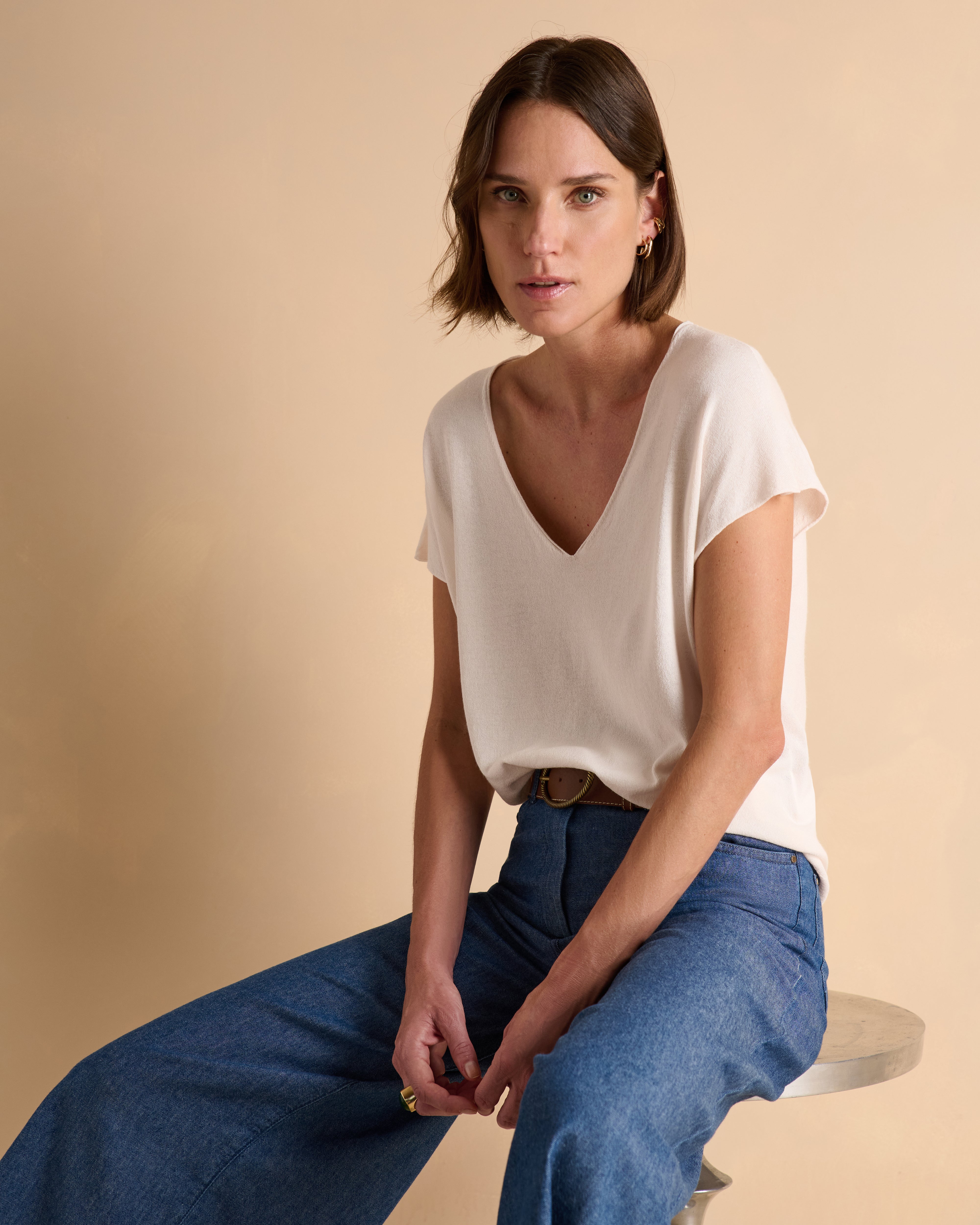 Pull kimono sans manches beige APACHE-U/13345/012