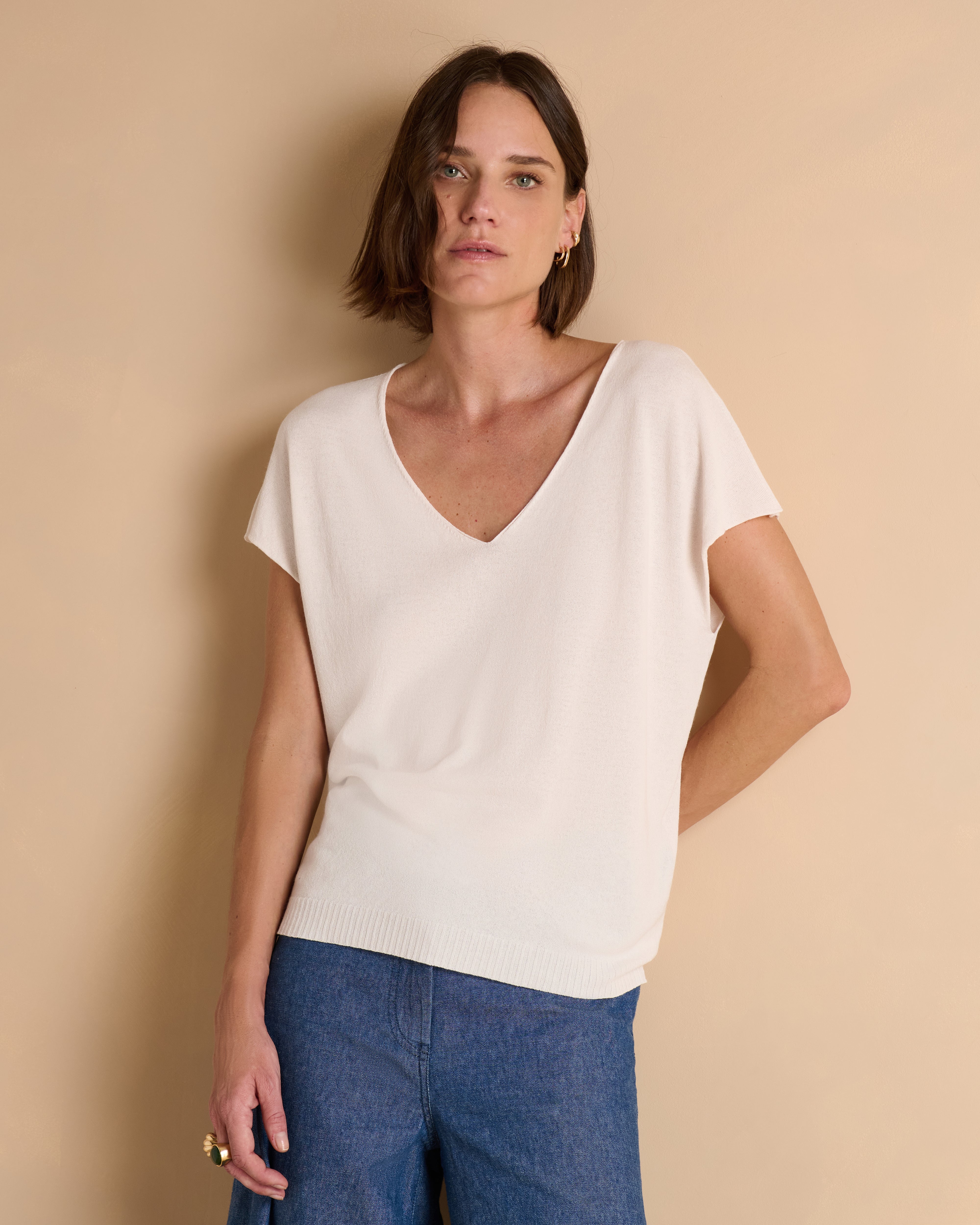 Pull kimono sans manches beige APACHE-U/13345/012