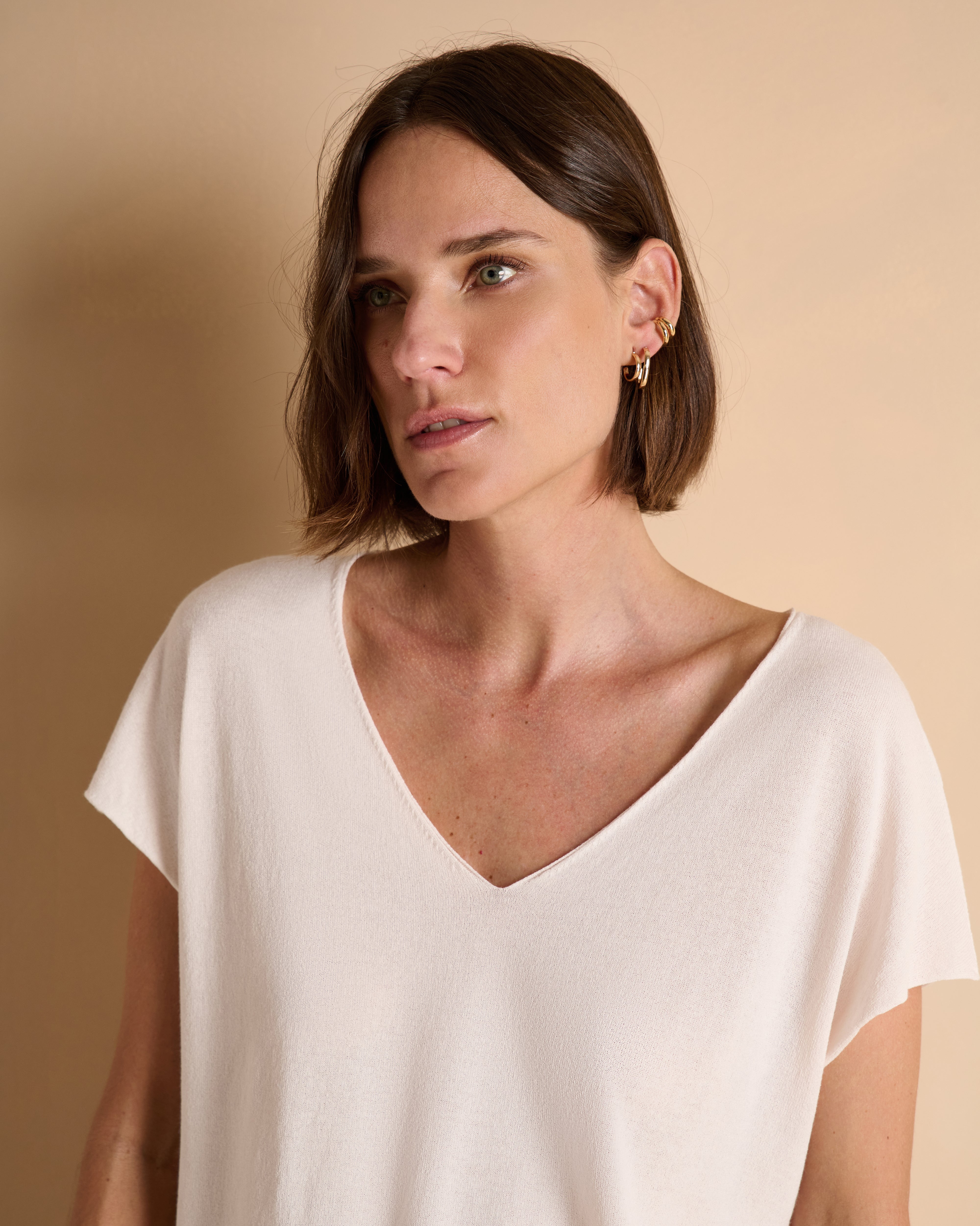 Pull kimono sans manches beige en viscose