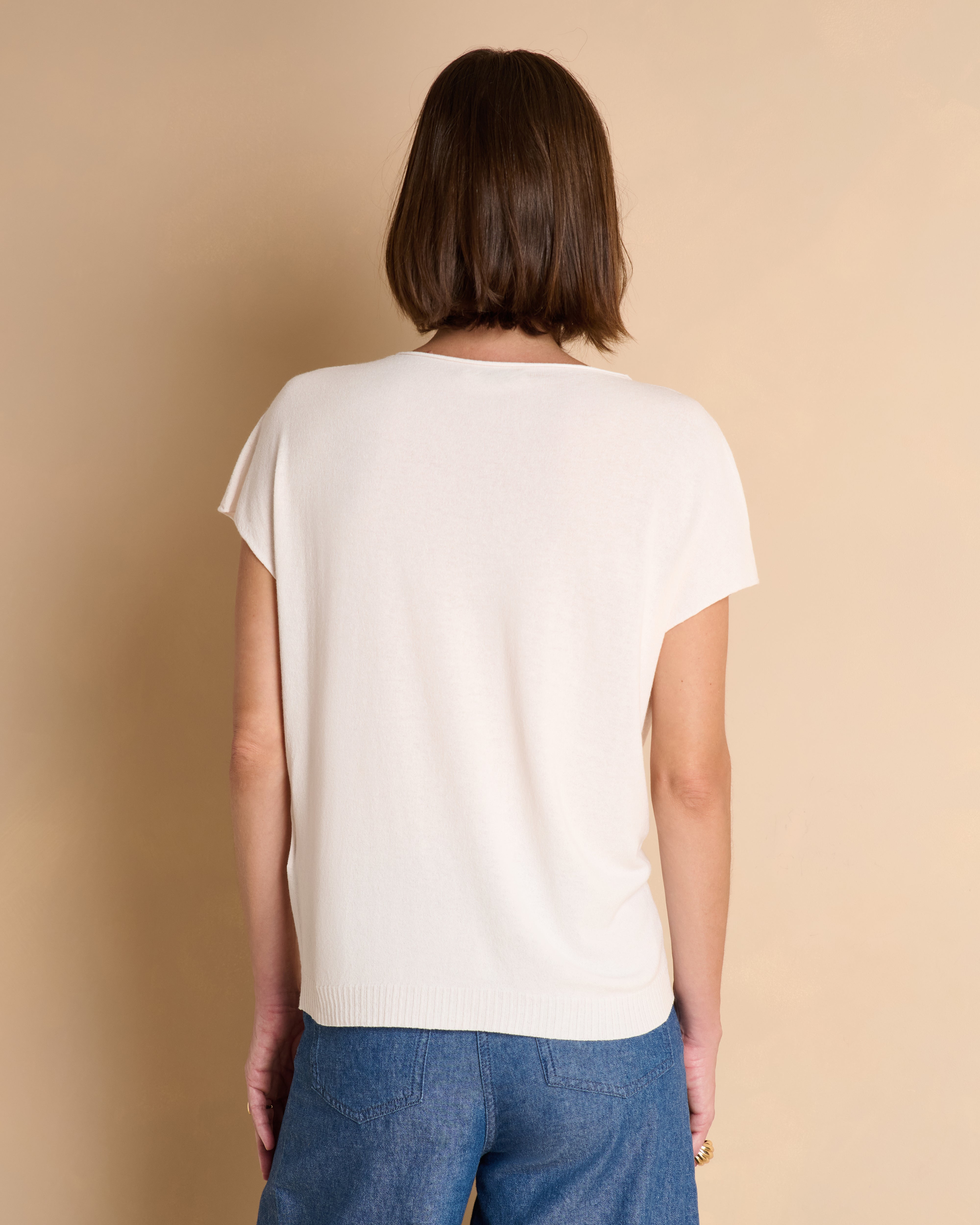 Pull kimono sans manches beige en viscose
