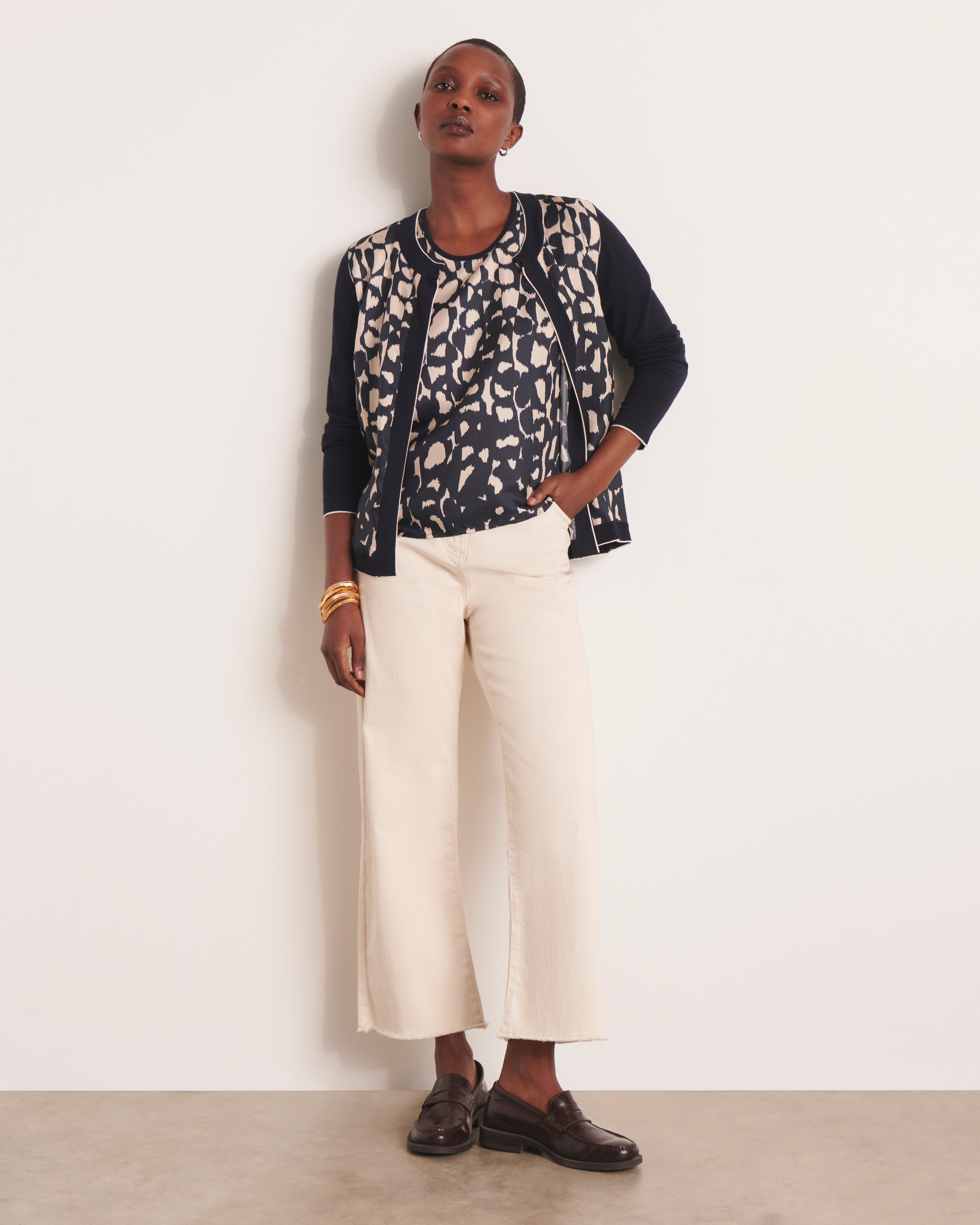 ARANDE/13106/635 Jersey de dos piezas con mangas kimono y estampado bicolor