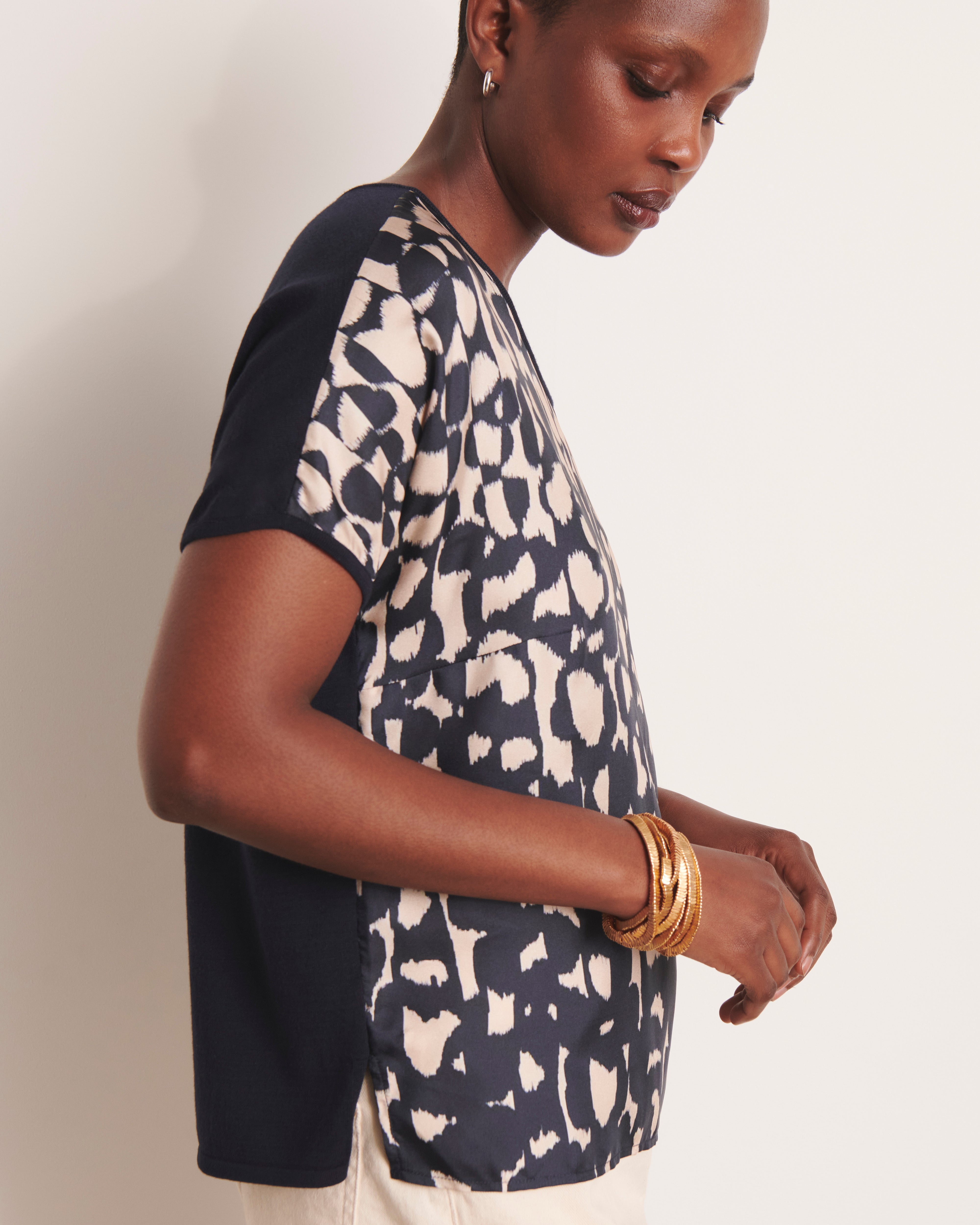 ARANDE/13106/635 Jersey de dos piezas con mangas kimono y estampado bicolor