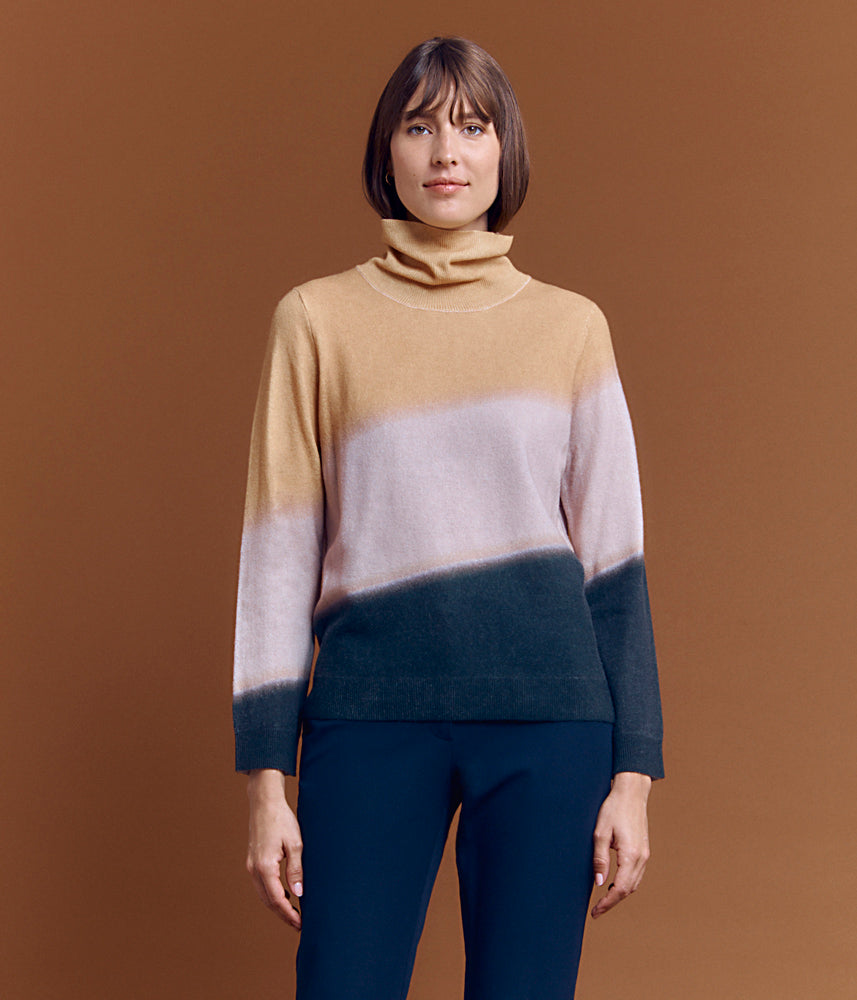 Turtleneck knit sweater in wool and cashmere ARC-EN-CIEL/84200/841