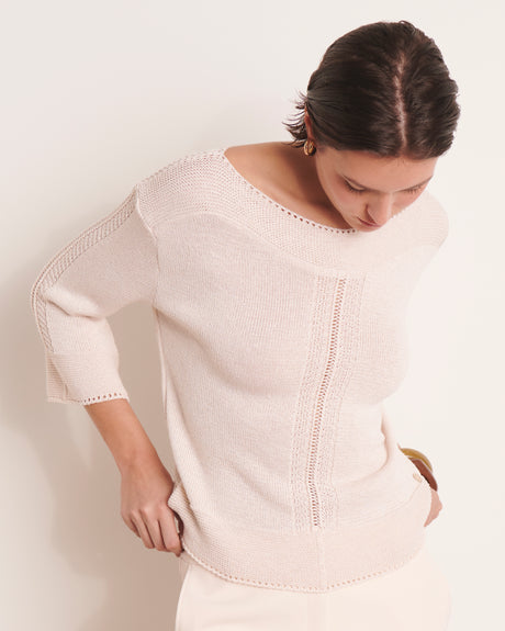 DERNIÈRE CHANCE Pull beige encolure bateau