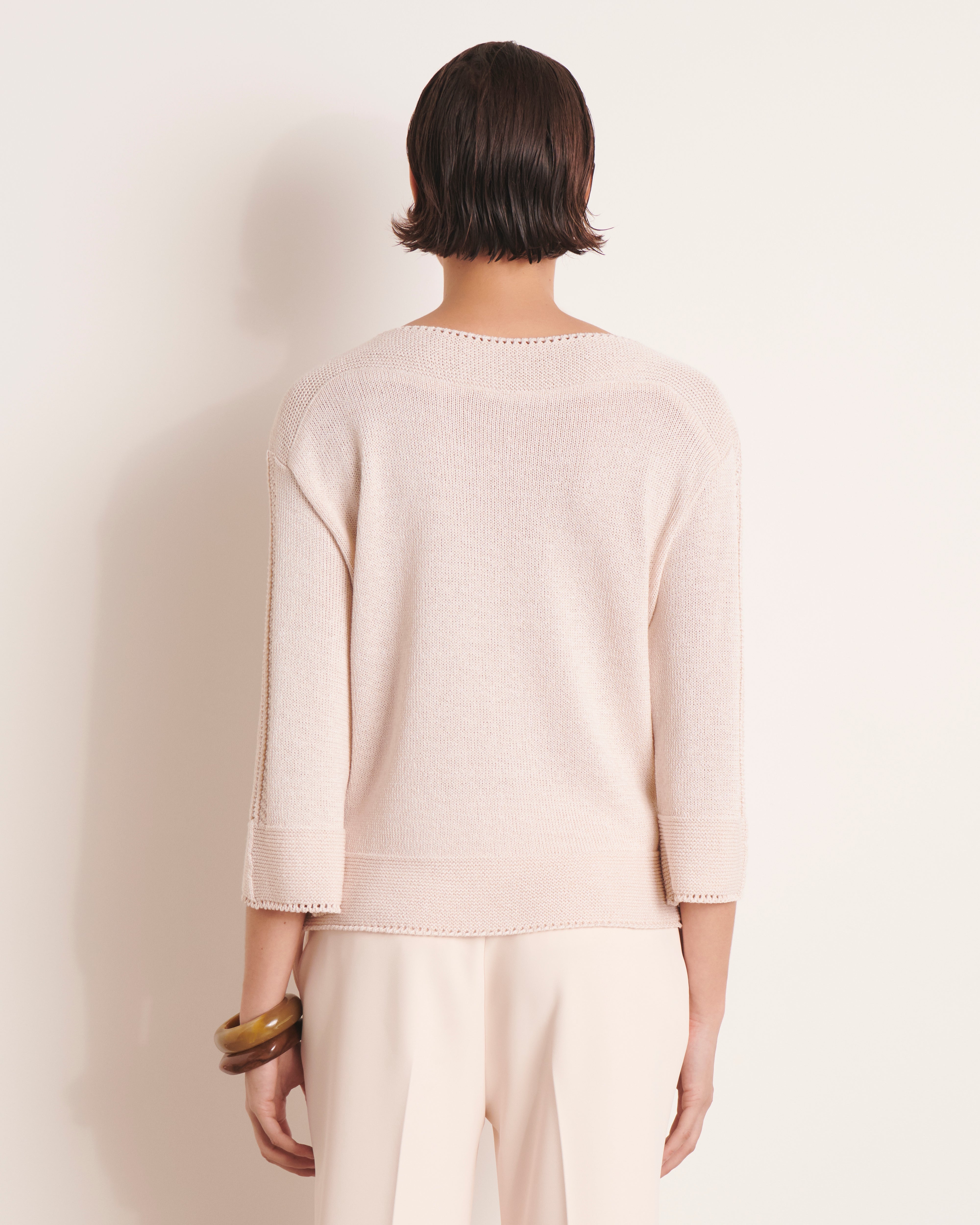pull en maille beige encolure bateau en viscose