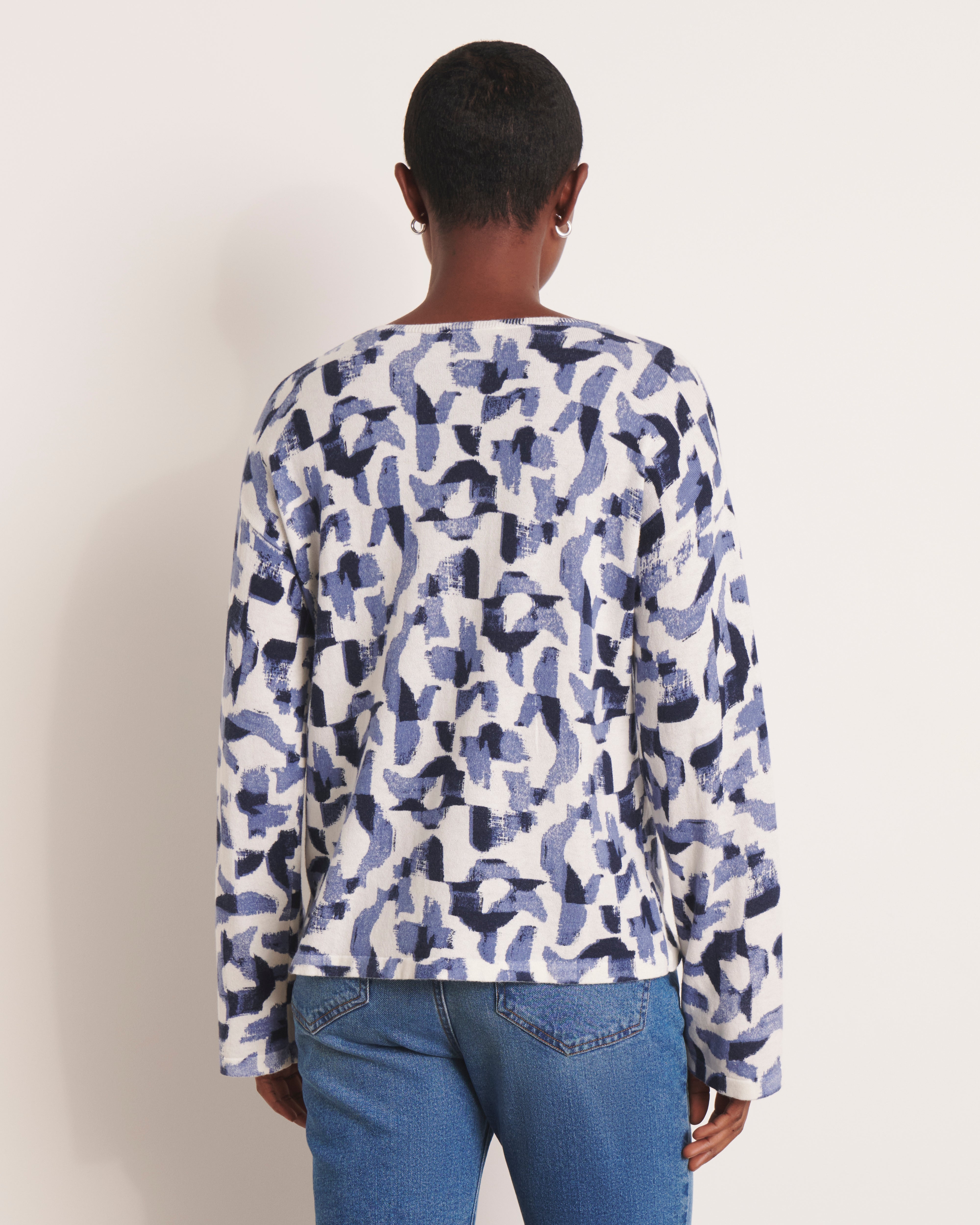 pull en maille imprimé en coton et soie