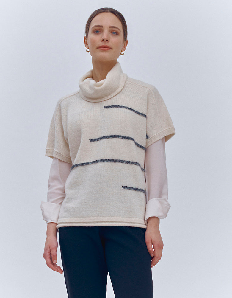 Sleeveless knitted sweater in wool and alpaca ATTRAIT/86043/761