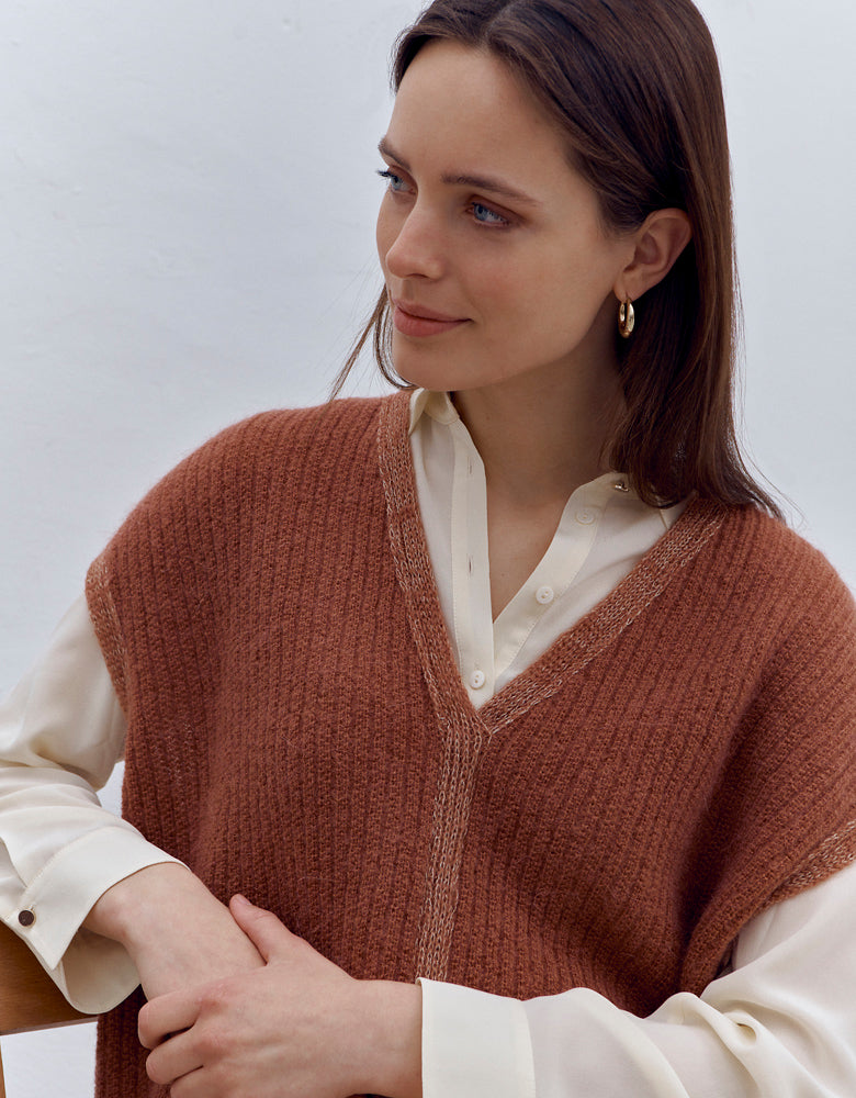 AUDACIEUX/86241/812 sleeveless mohair knit sweater