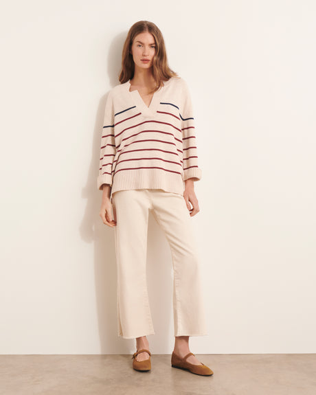 DERNIÈRE CHANCE Pull marinière beige en maille