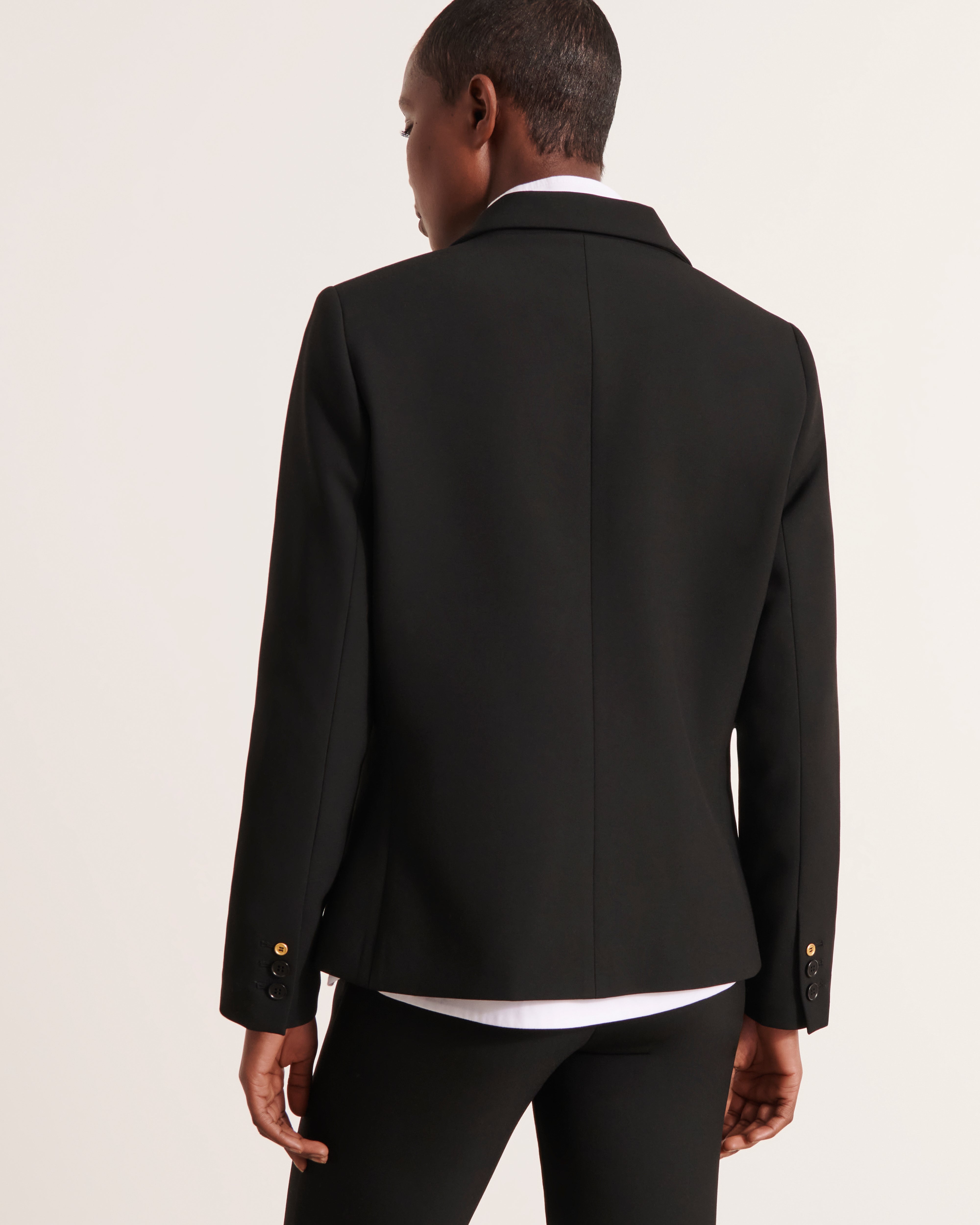 blazer cintré noir en viscose stretch