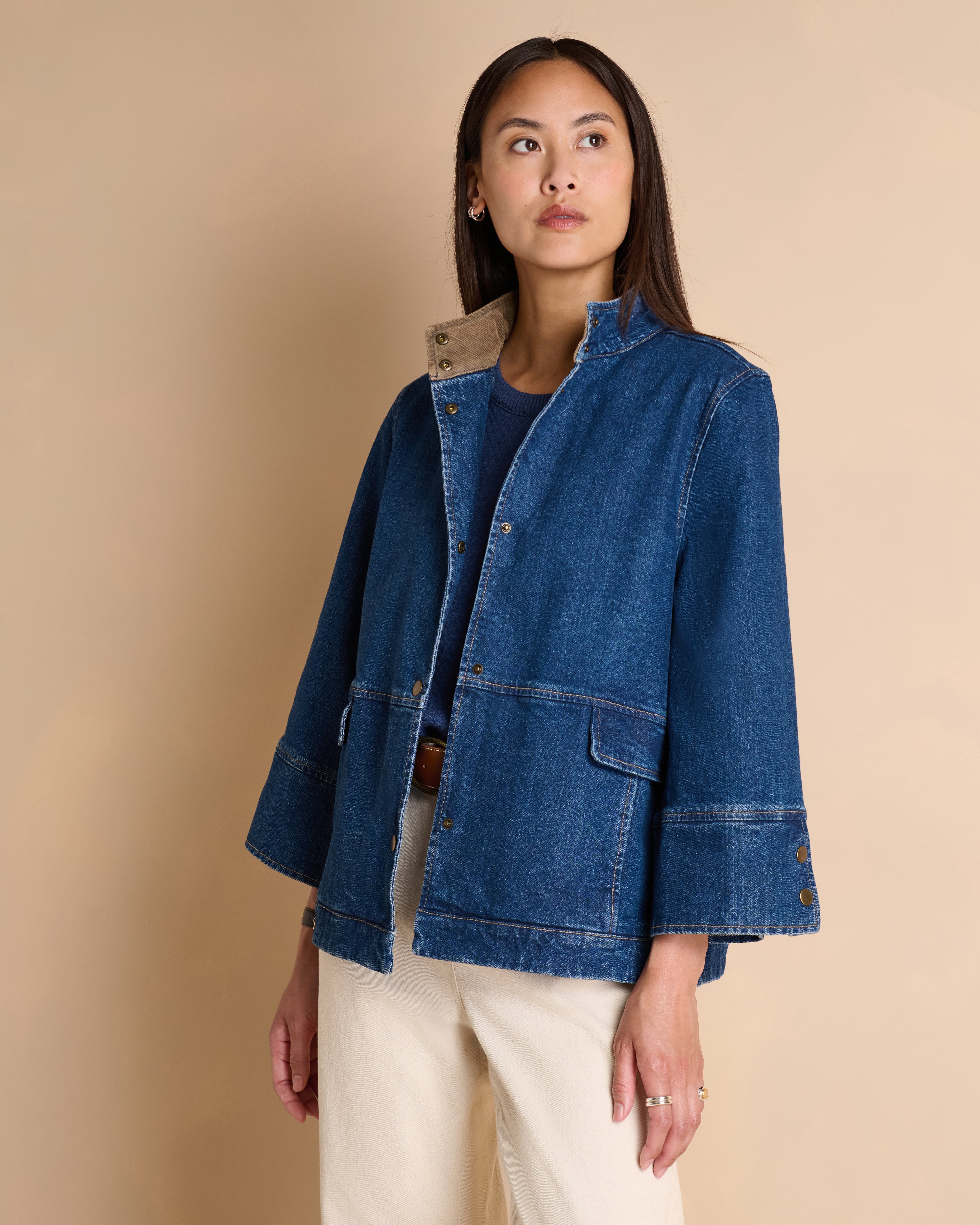 Veste courte bleue boutonnée BERRINE-JEAN/14280/317