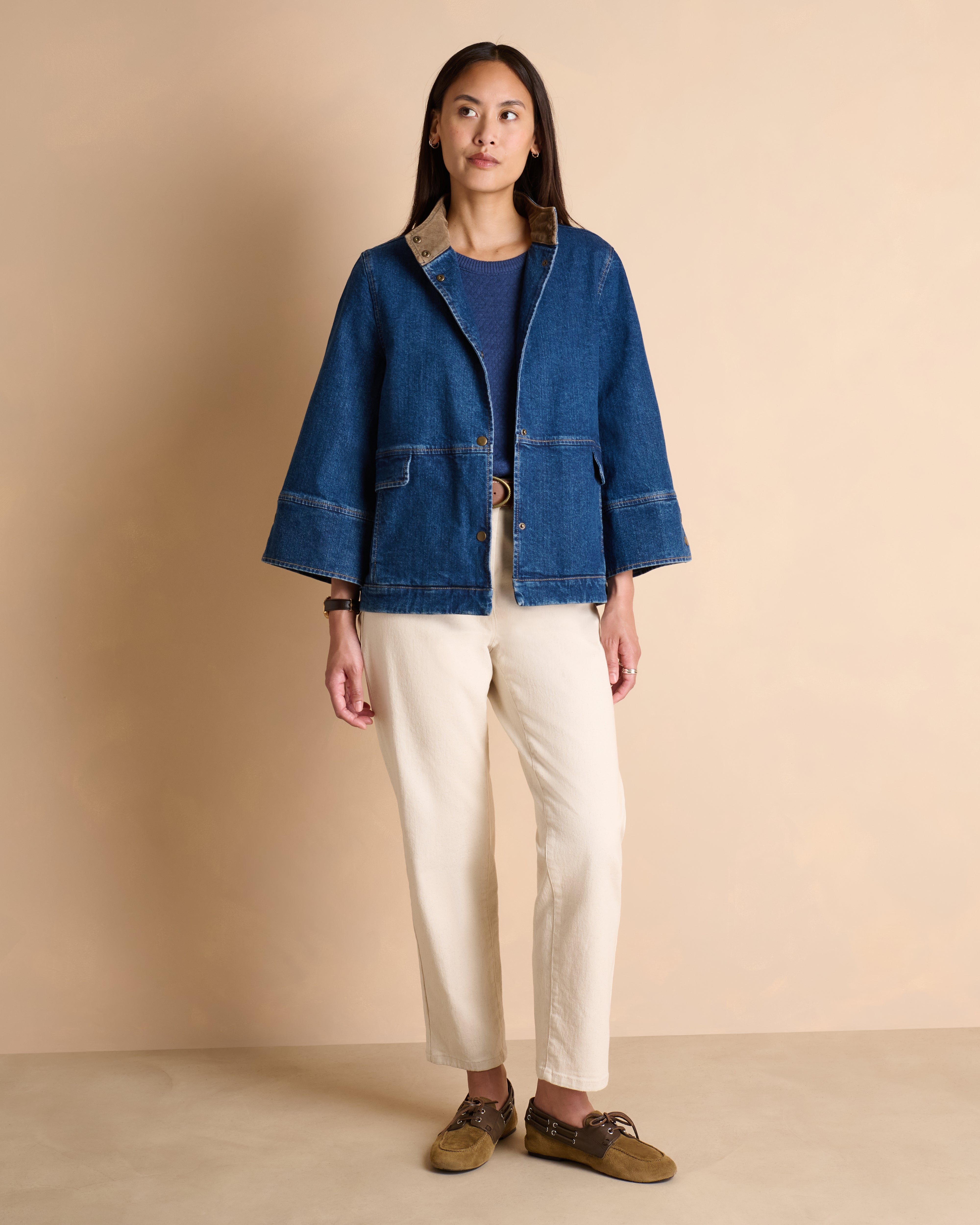 Veste courte bleue boutonnée BERRINE-JEAN/14280/317