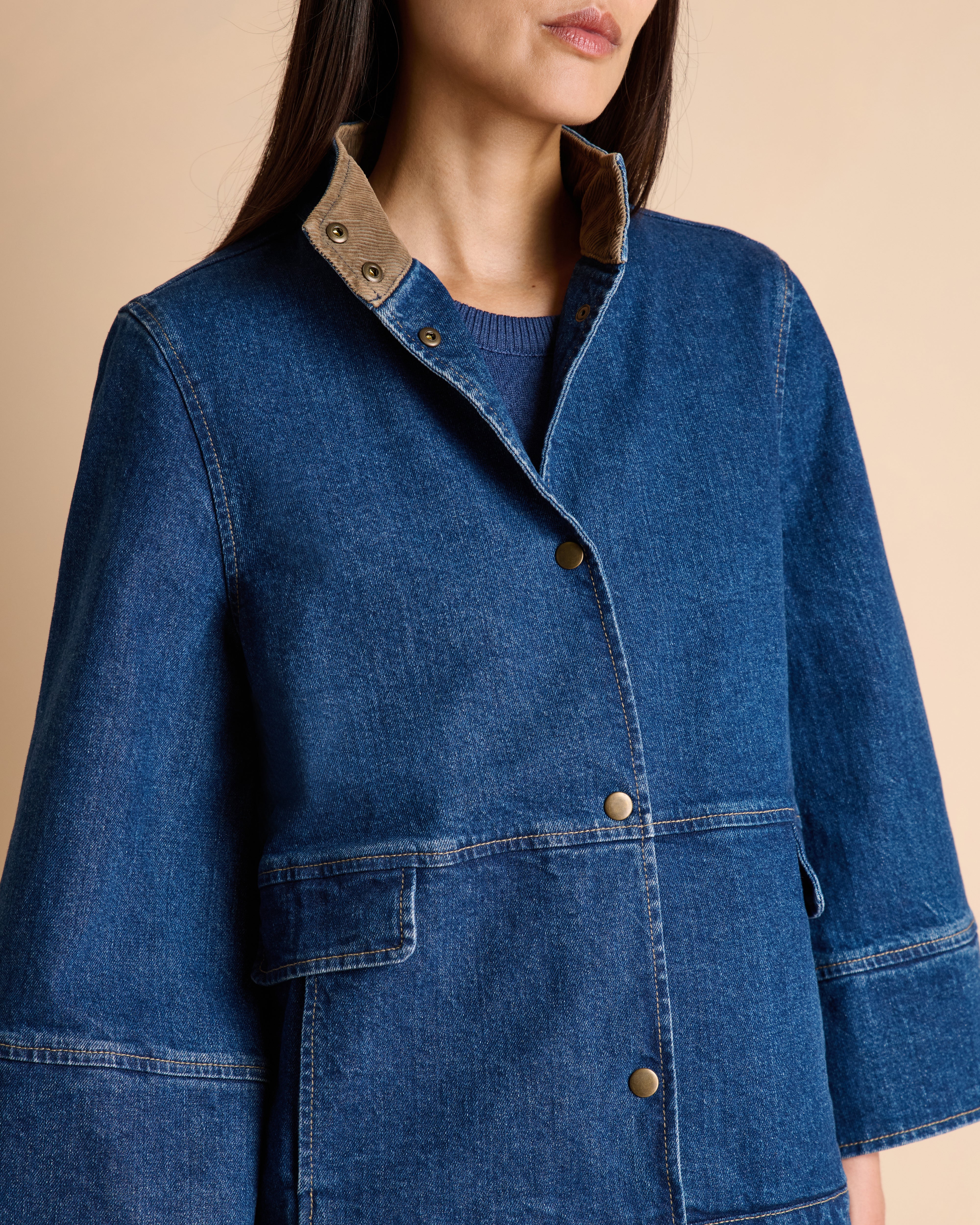 Veste courte bleue boutonnée BERRINE-JEAN/14280/317