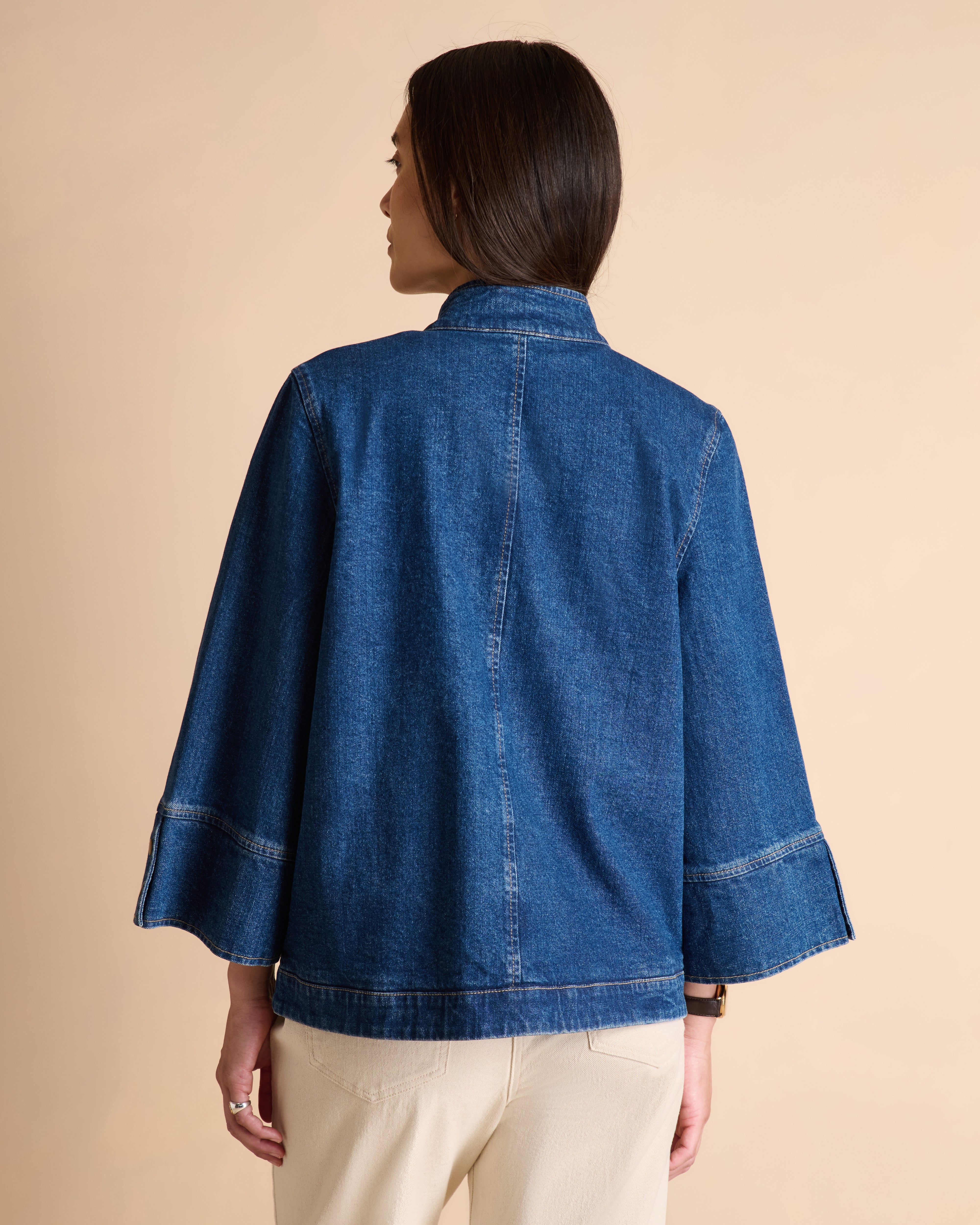 Veste courte bleue boutonnée BERRINE-JEAN/14280/317