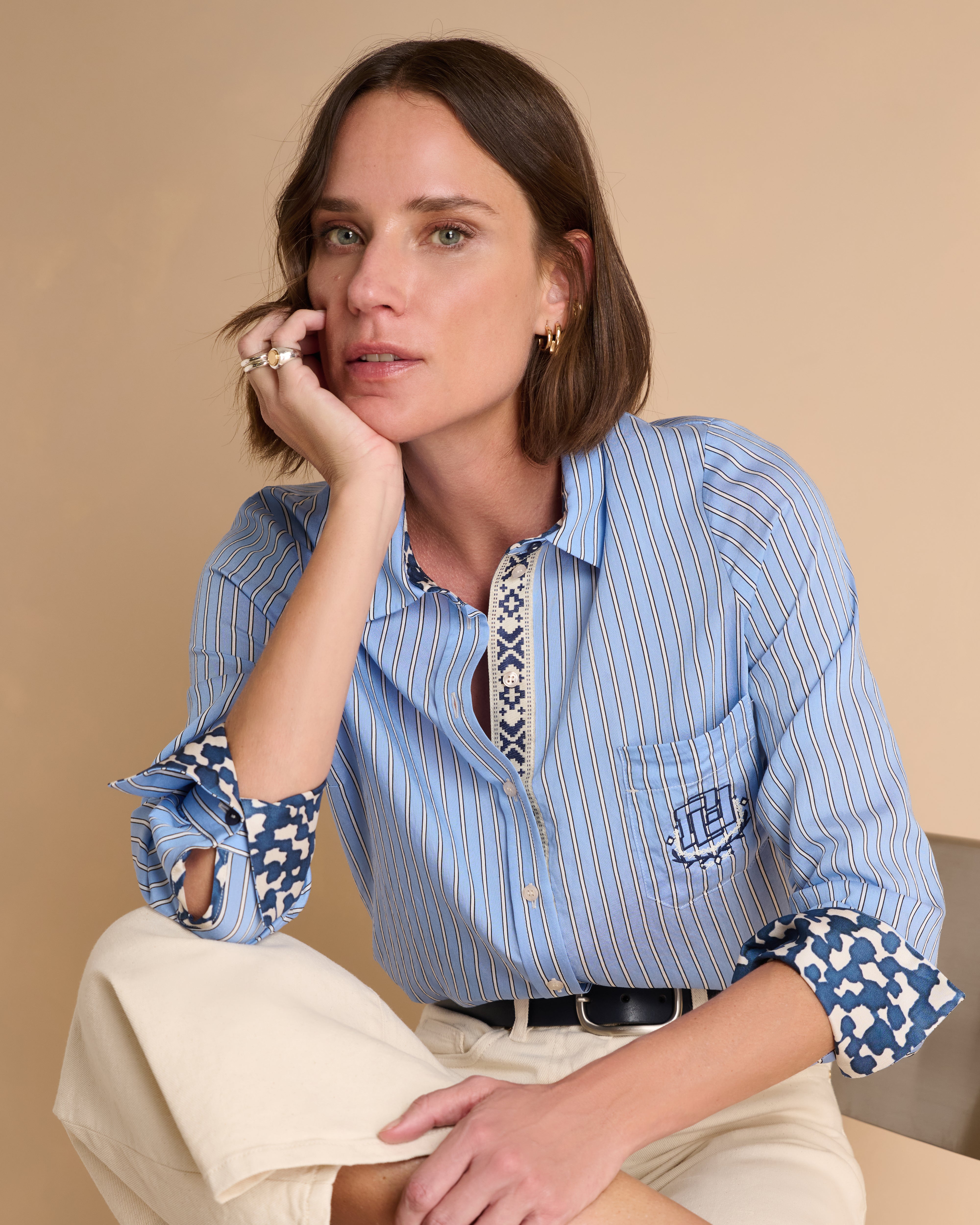 Chemise bleue à rayures CALLAS/13033/631