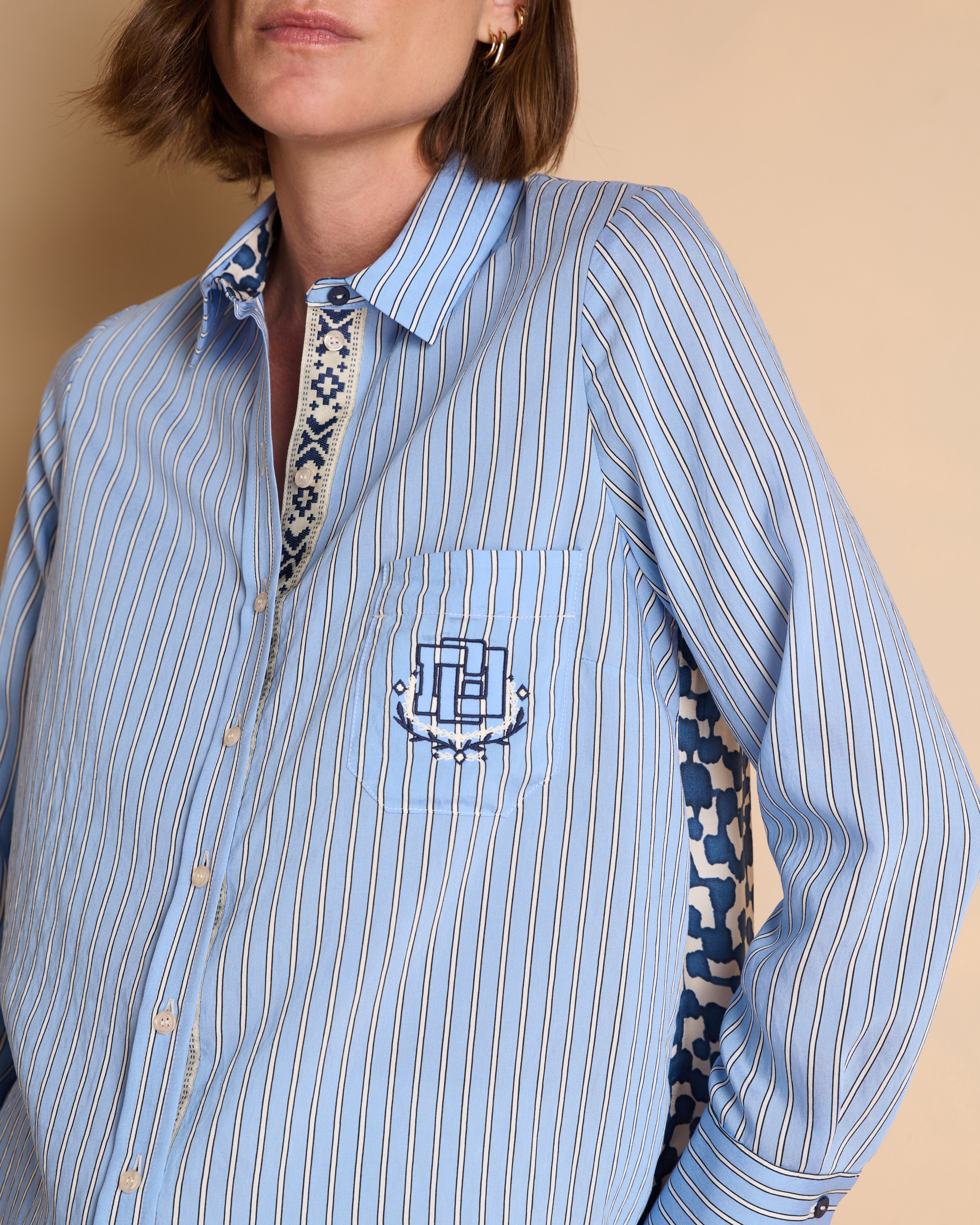 Chemise bleue à rayures CALLAS/13033/631