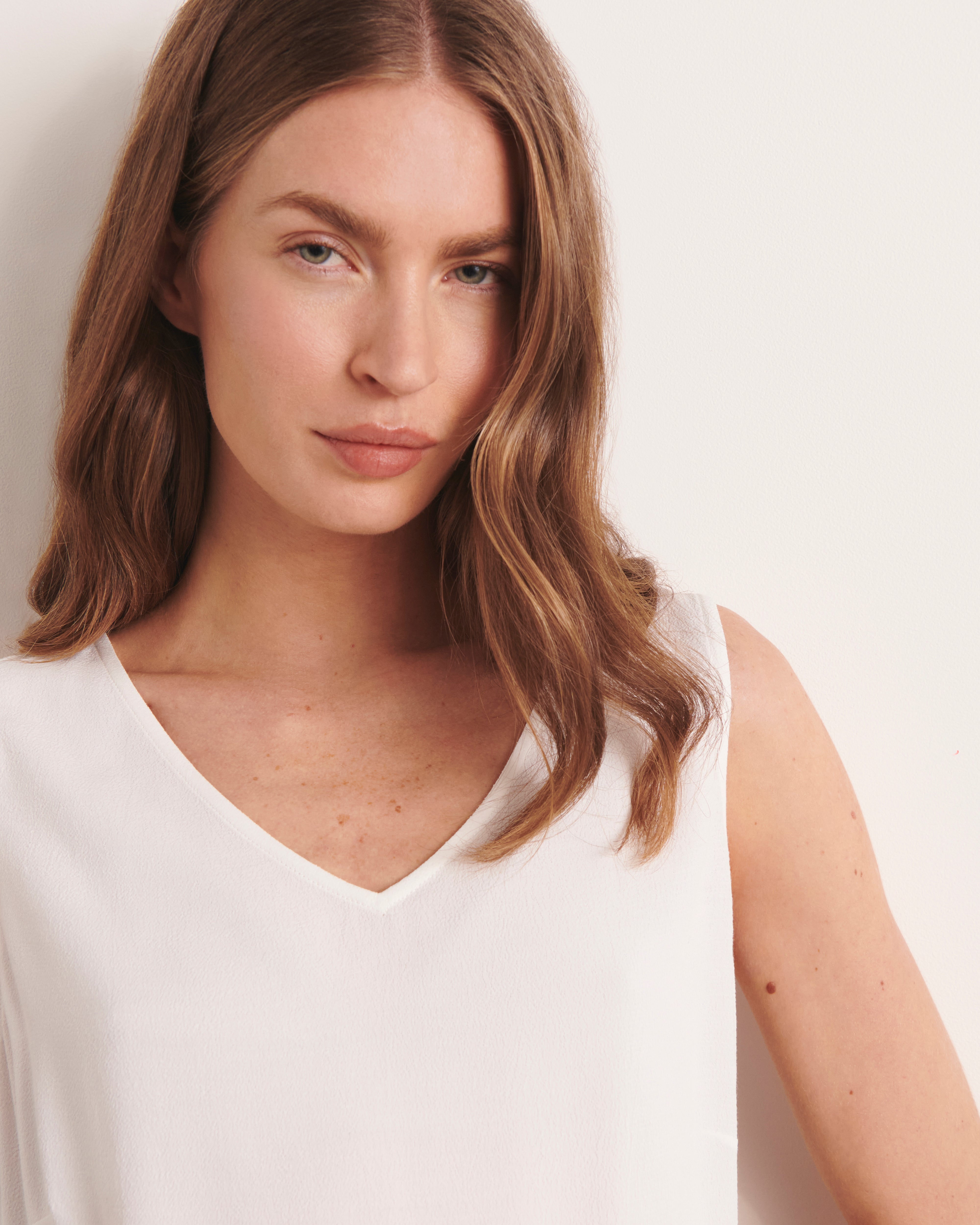 débardeur fluide en crêpe de viscose beige