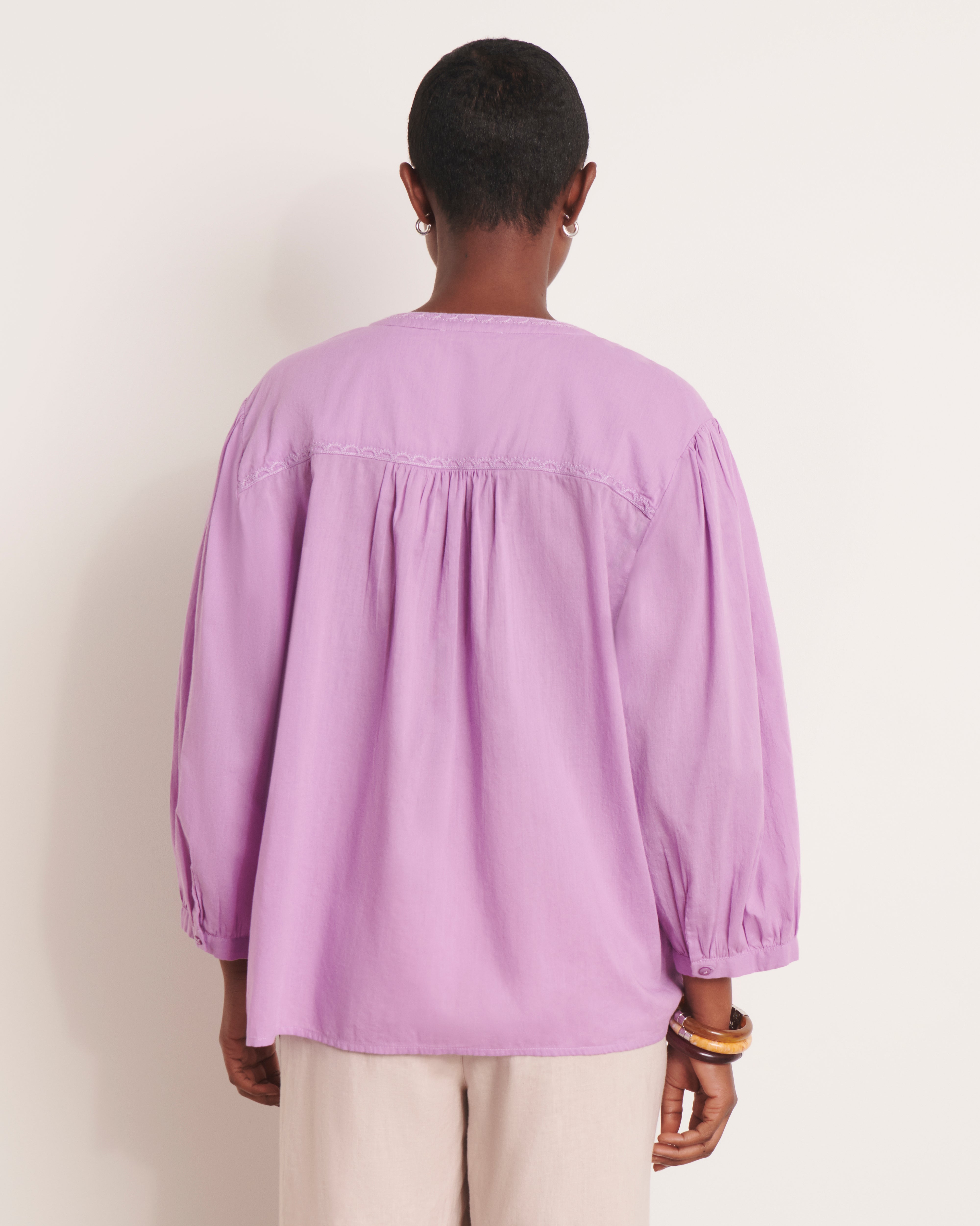 Blouse brodée violet CARREIRA/13079/351