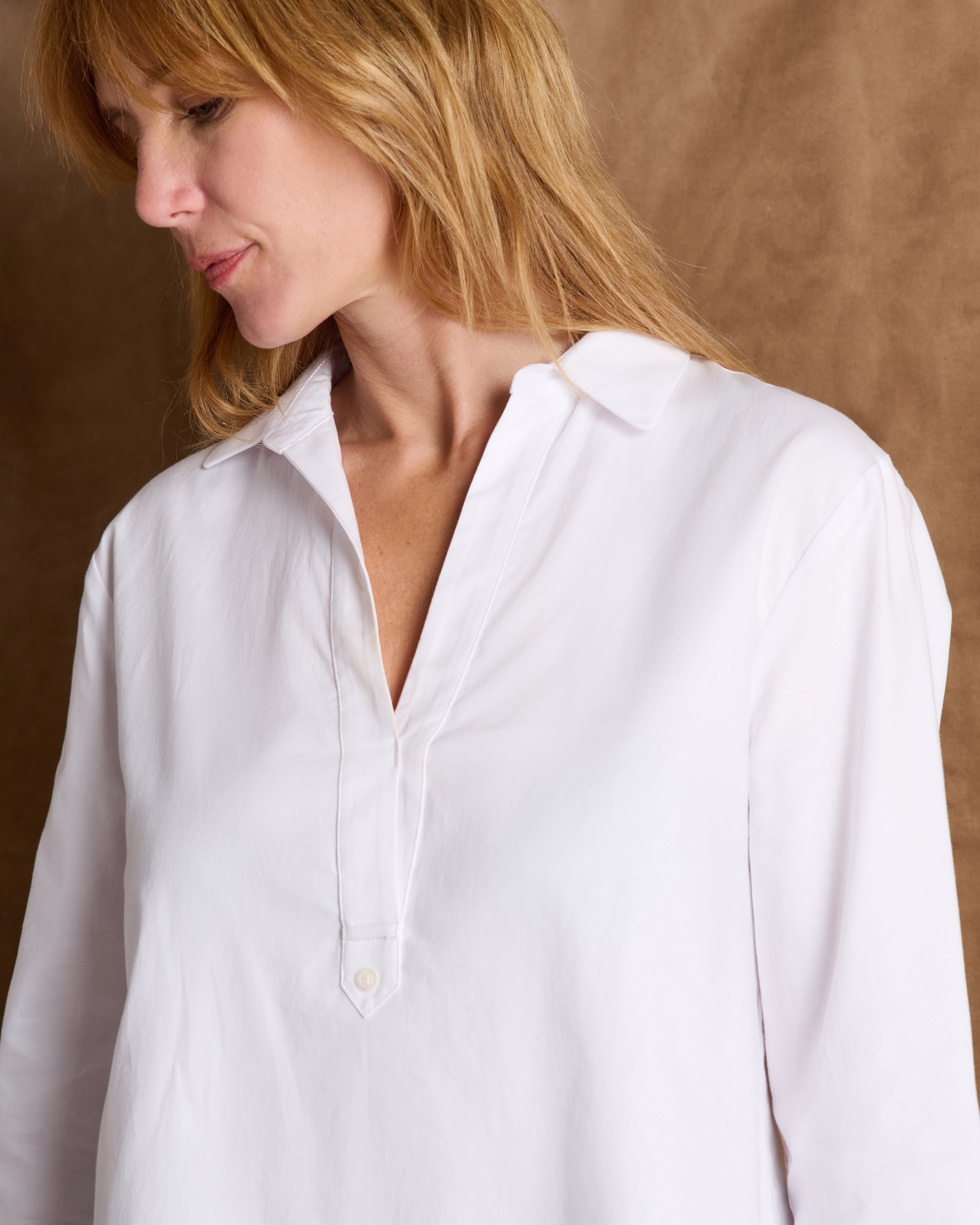 Blouse blanche col chemisier manches longues CELESTE/14069/001