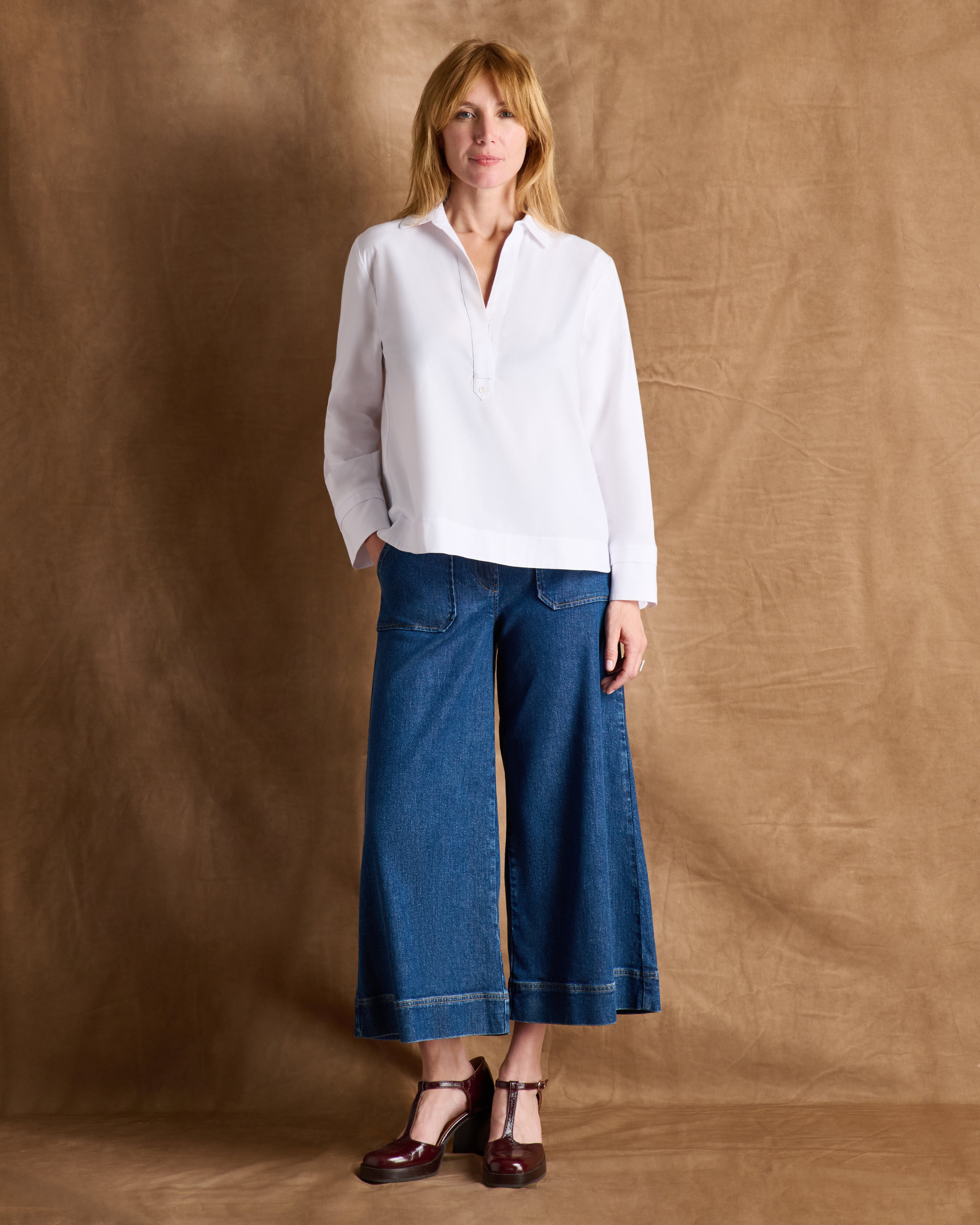 Blouse blanche col chemisier manches longues CELESTE/14069/001