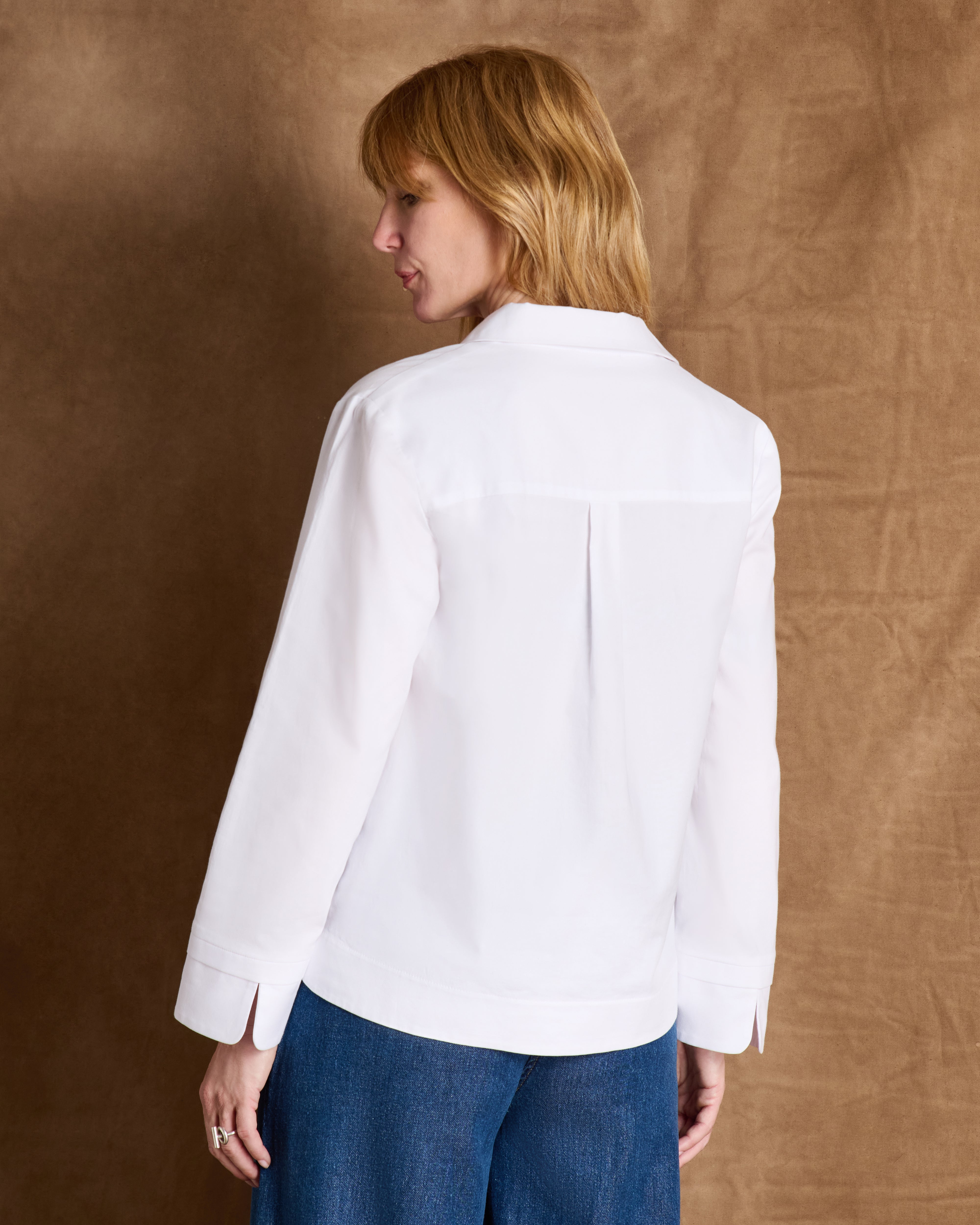 Blouse blanche col chemisier manches longues CELESTE/14069/001