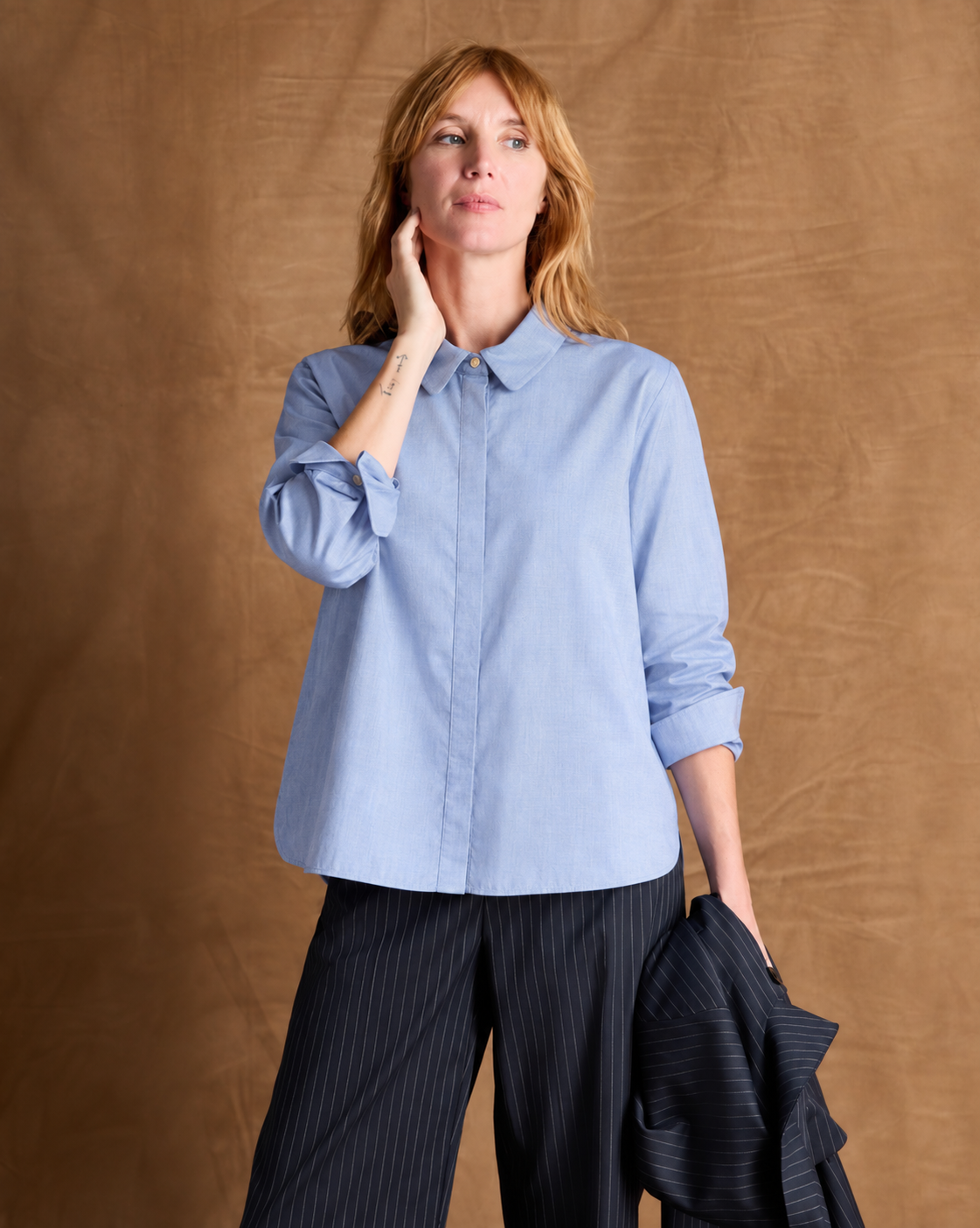 Chemise bleue manches longues CELESTINE/14070/268