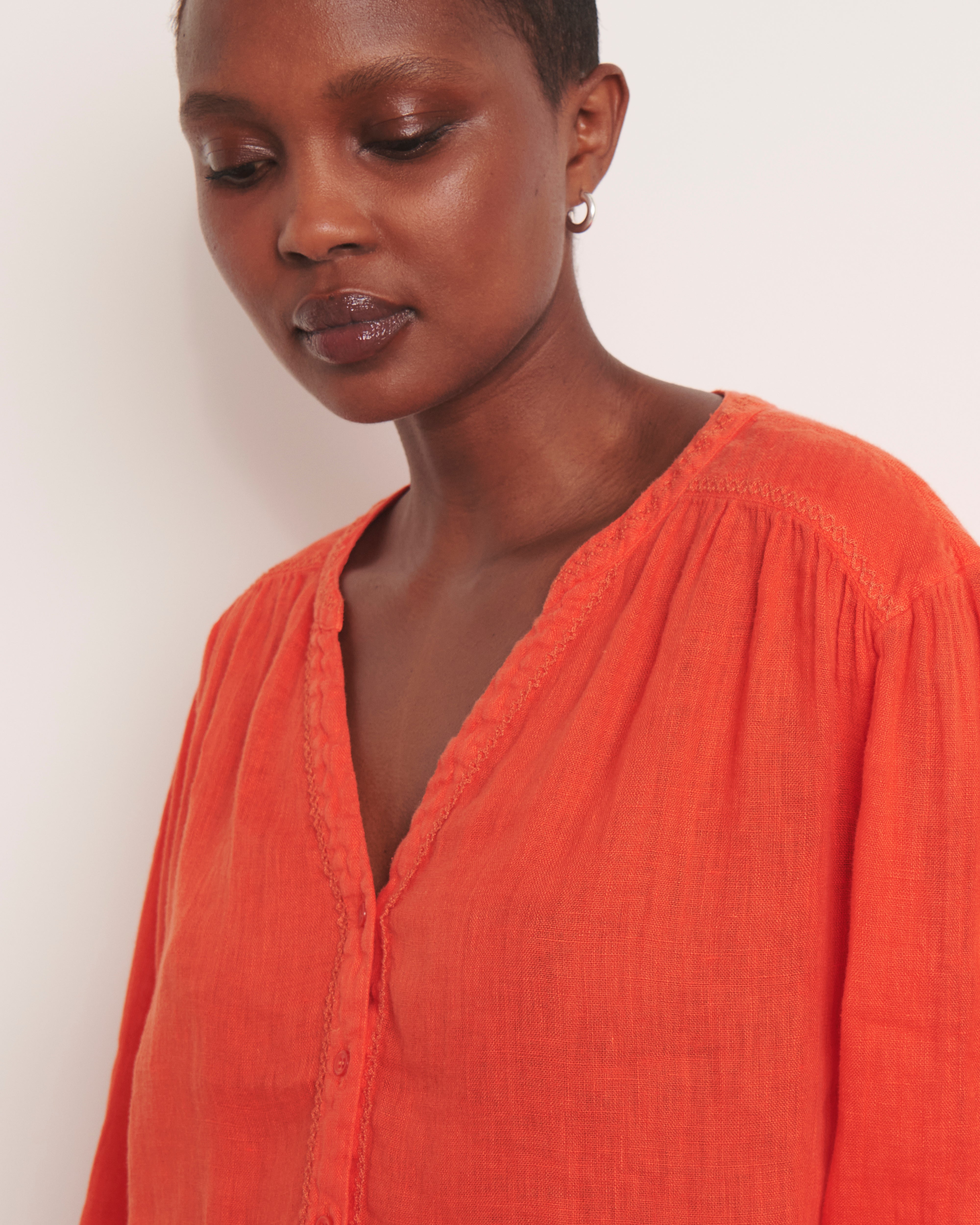 Blouse brodée orange CHAMPIGNY/13127/117