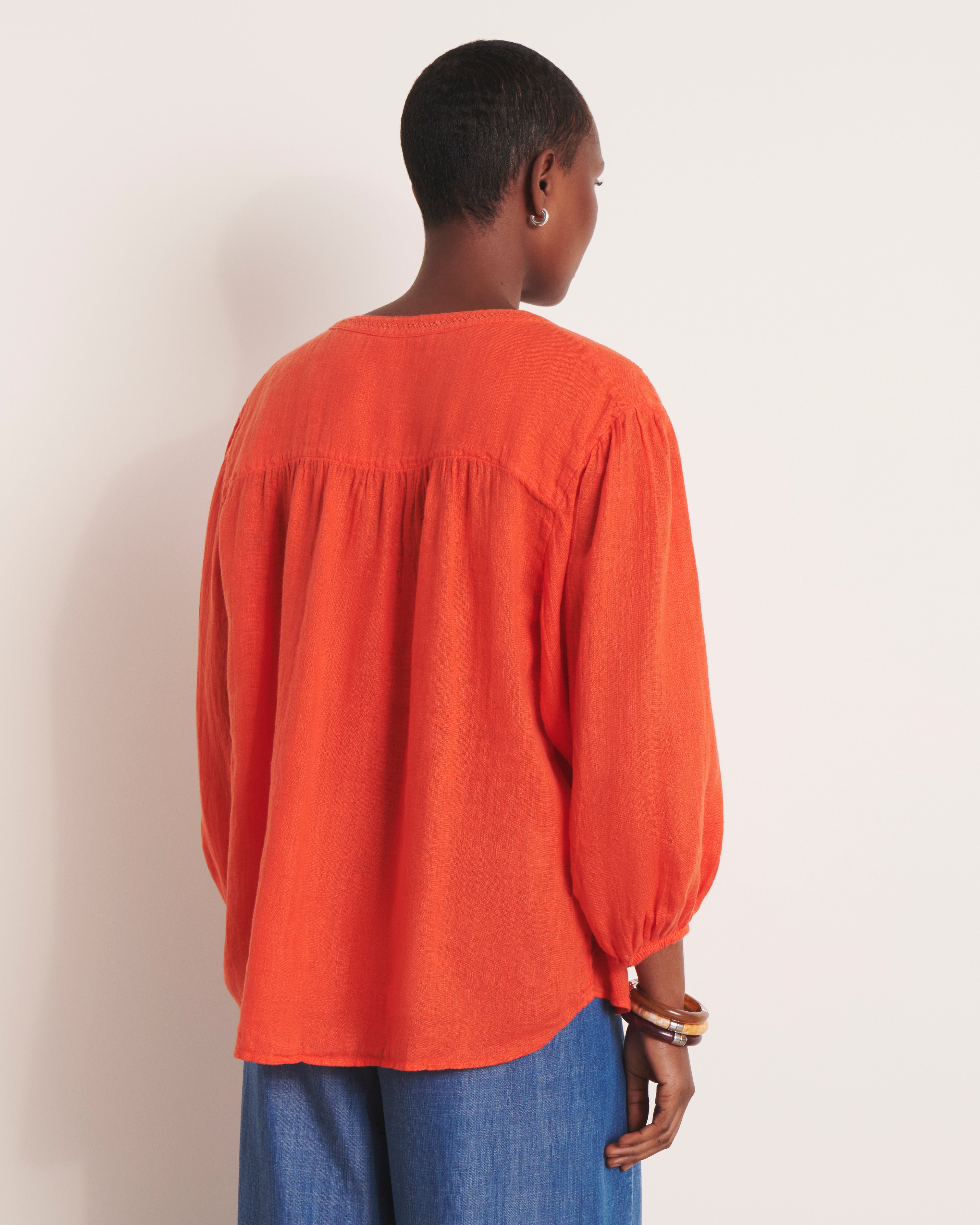 Blouse brodée orange CHAMPIGNY/13127/117