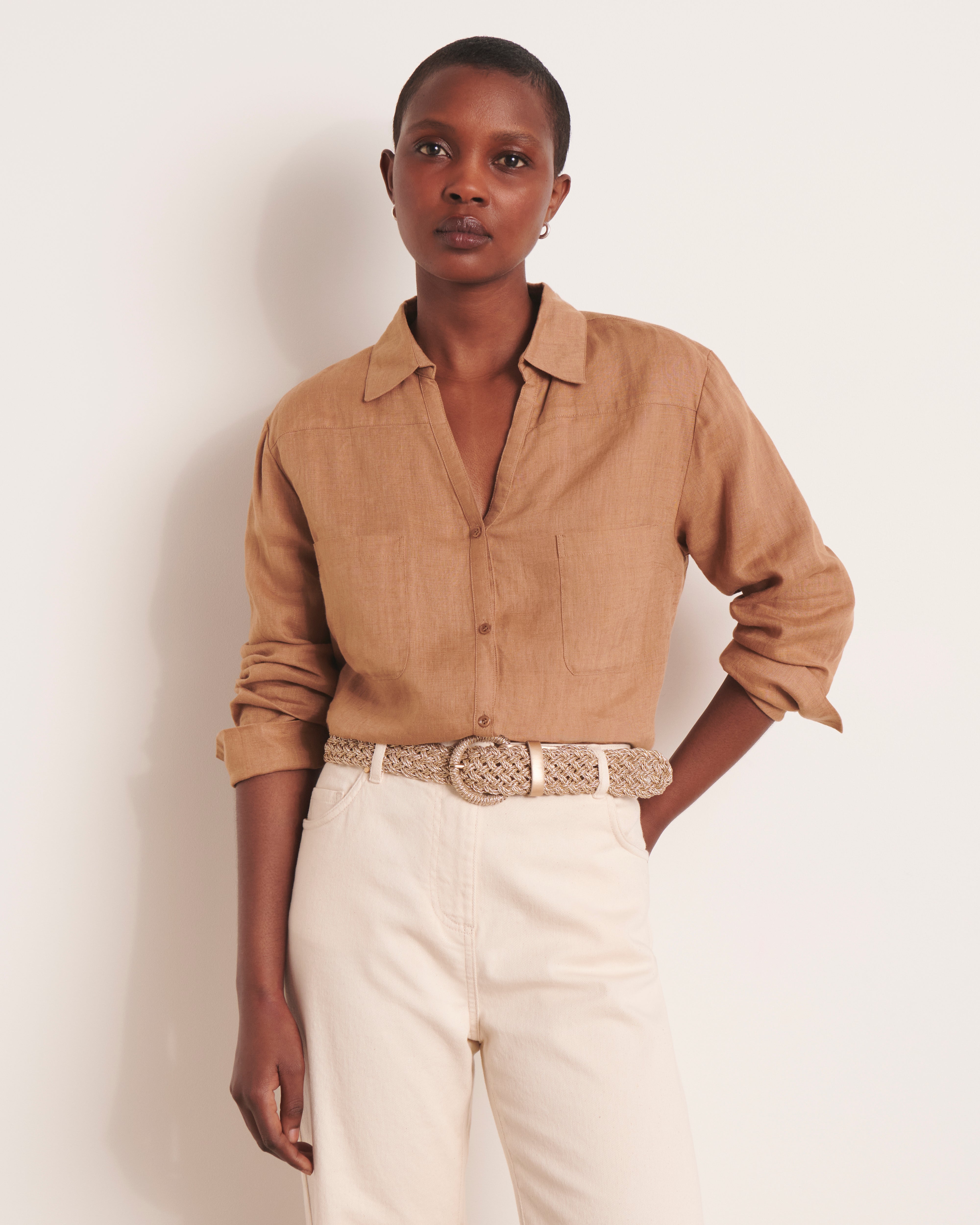 Chemise beige manches 3/4 CHANI/13126/019