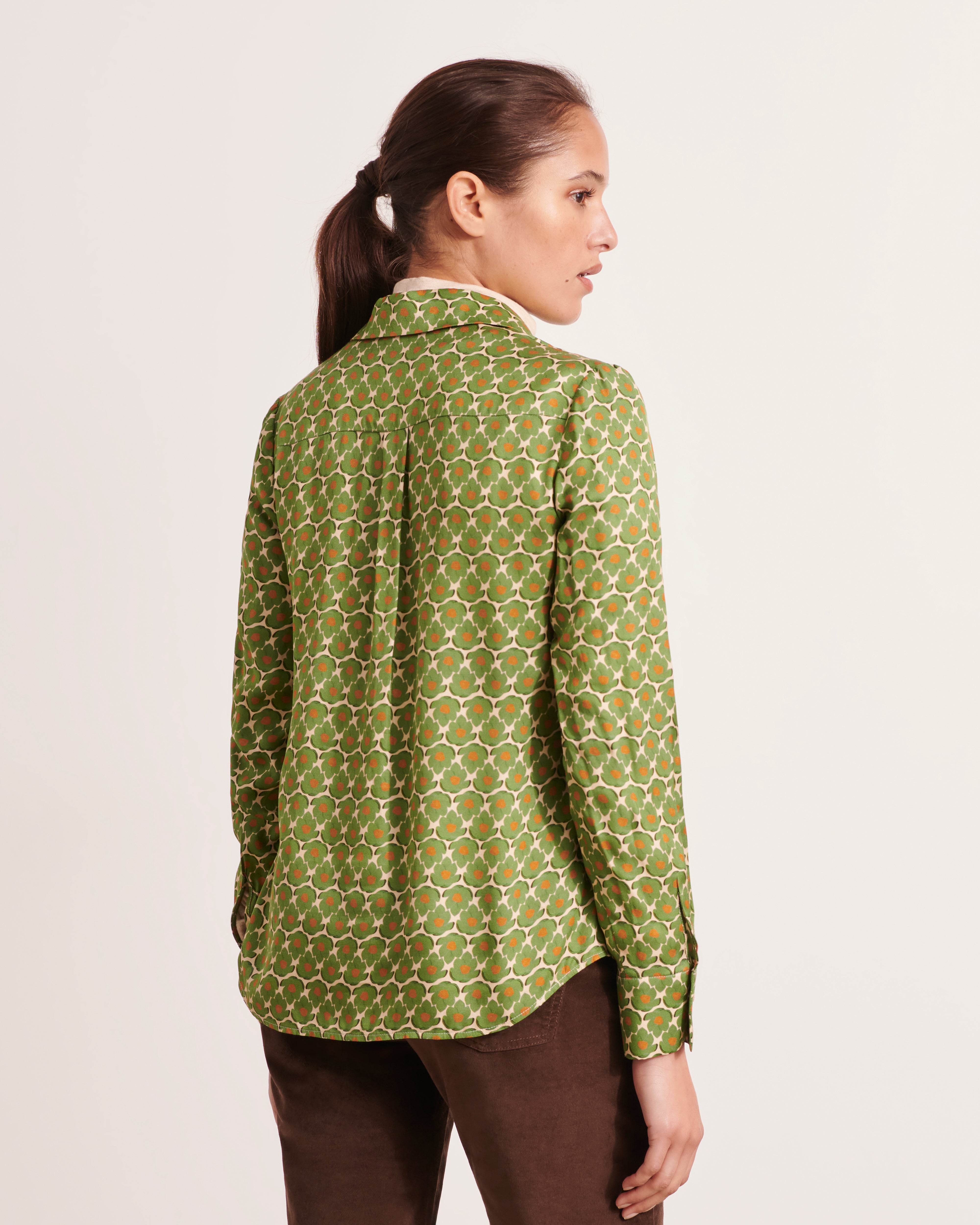 chemisier imprimé motif géométrique en twill de viscose