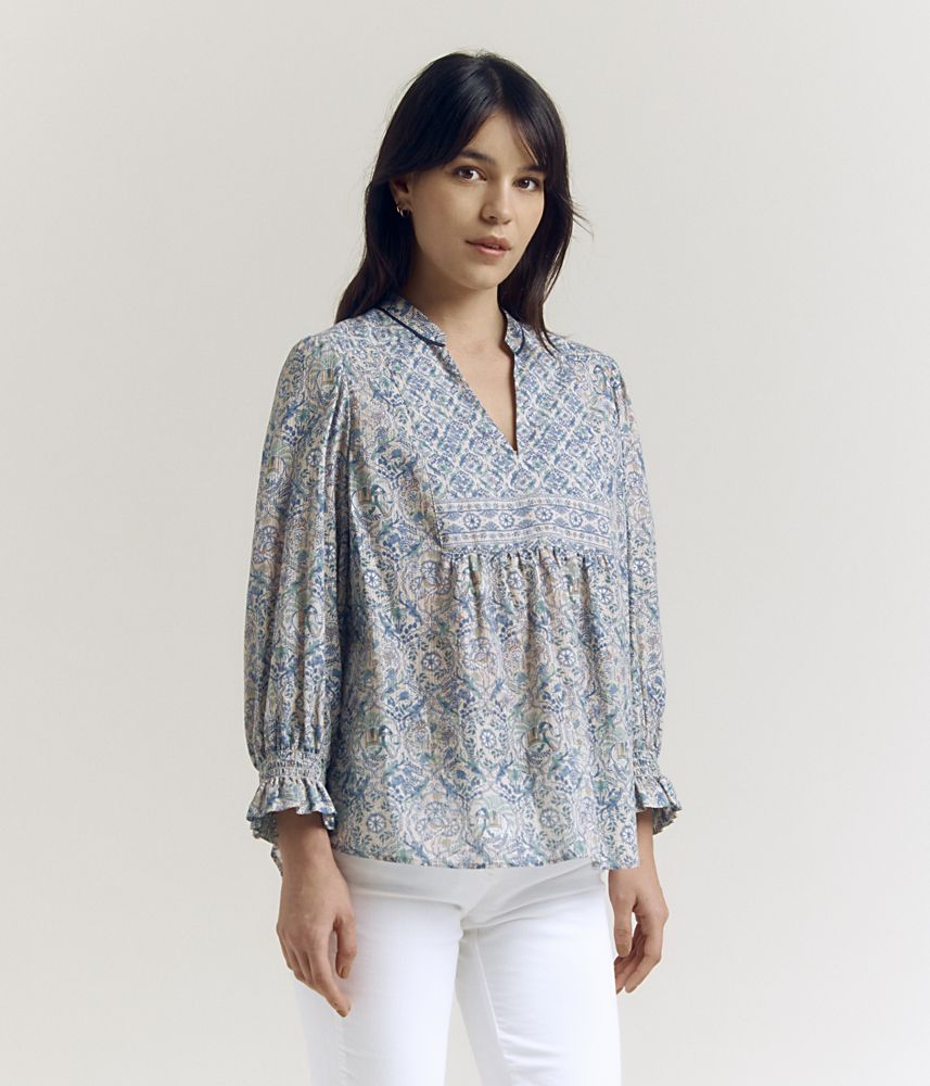 Printed eco-cotton blouse CHIMERE83/83300/533