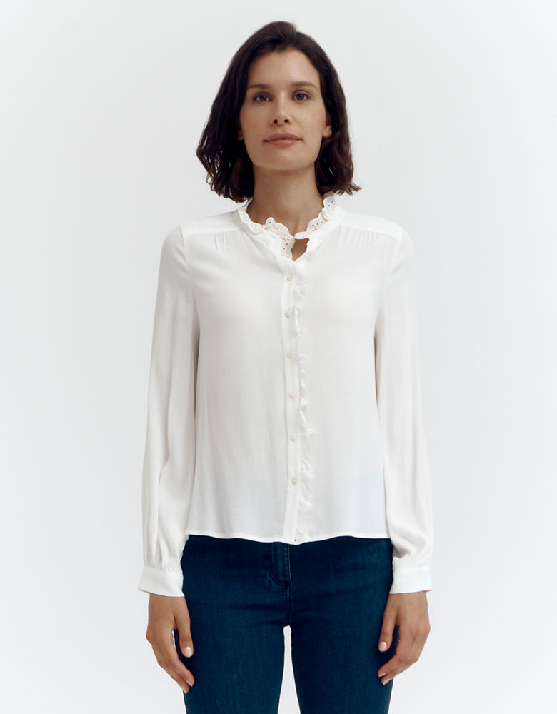 Blouse with embroidered ruffle COLOMBE/87071/003
