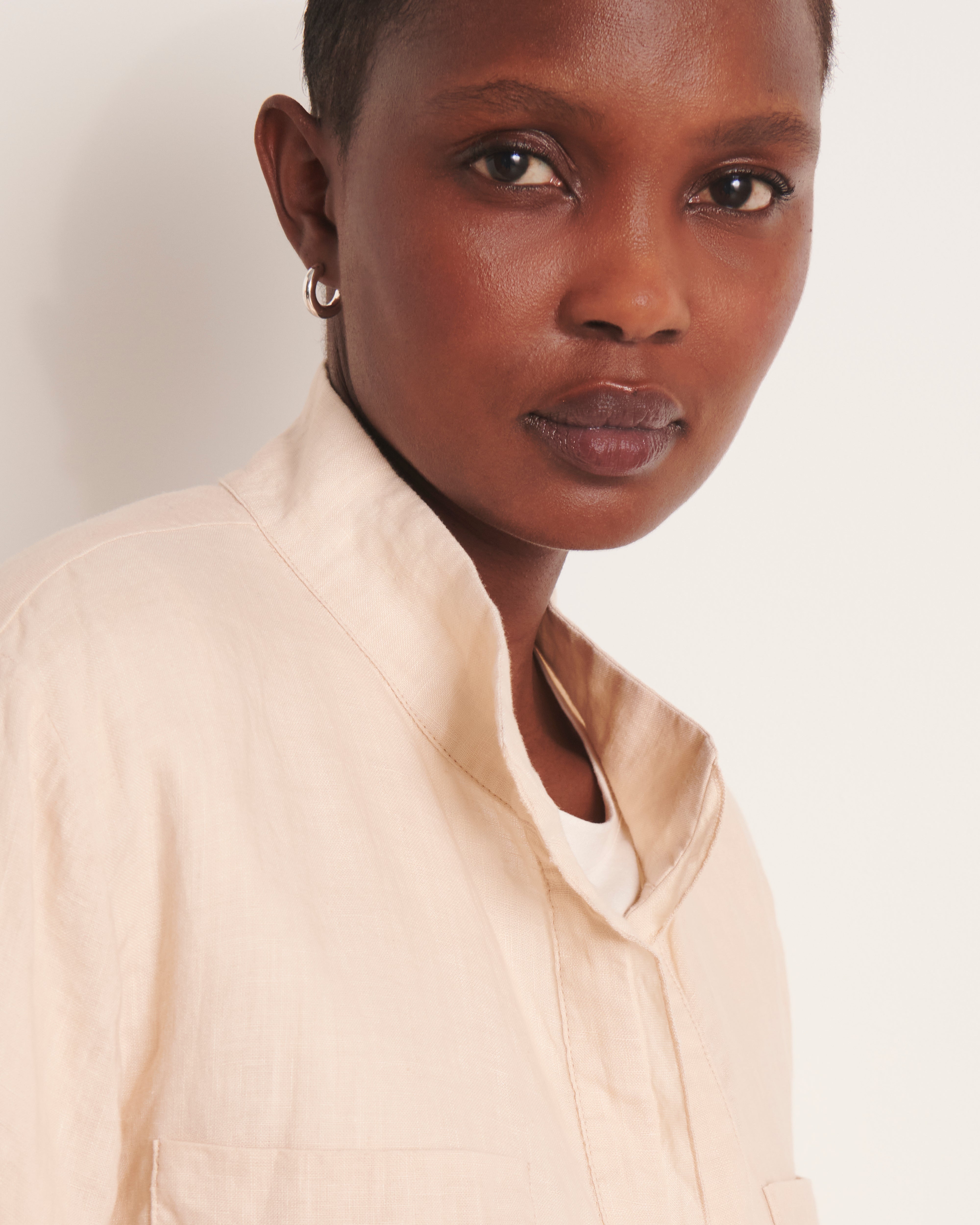 Chemisier beige forme boite CRISSA/13095/002