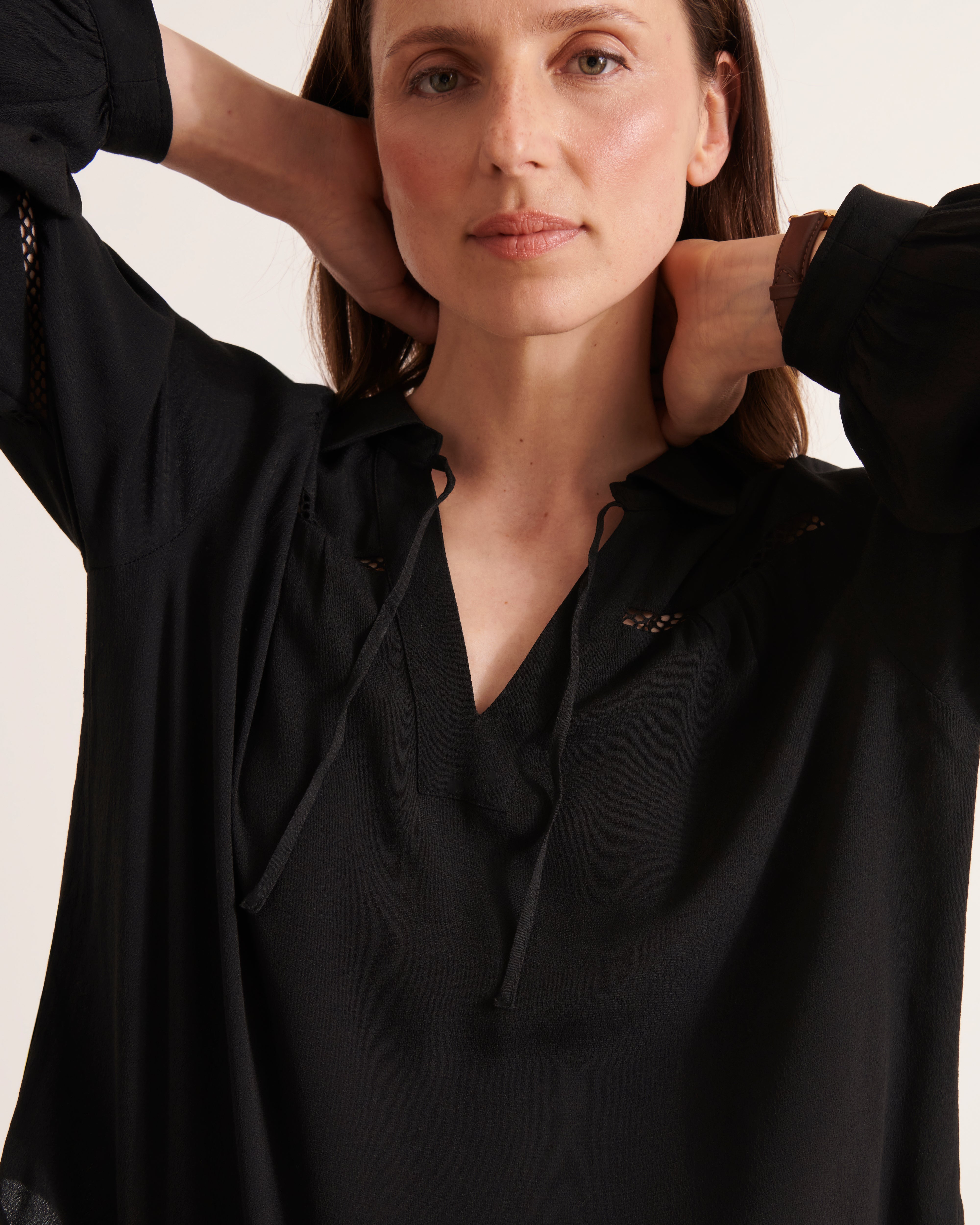 blouse fluide en crêpe de viscose noir