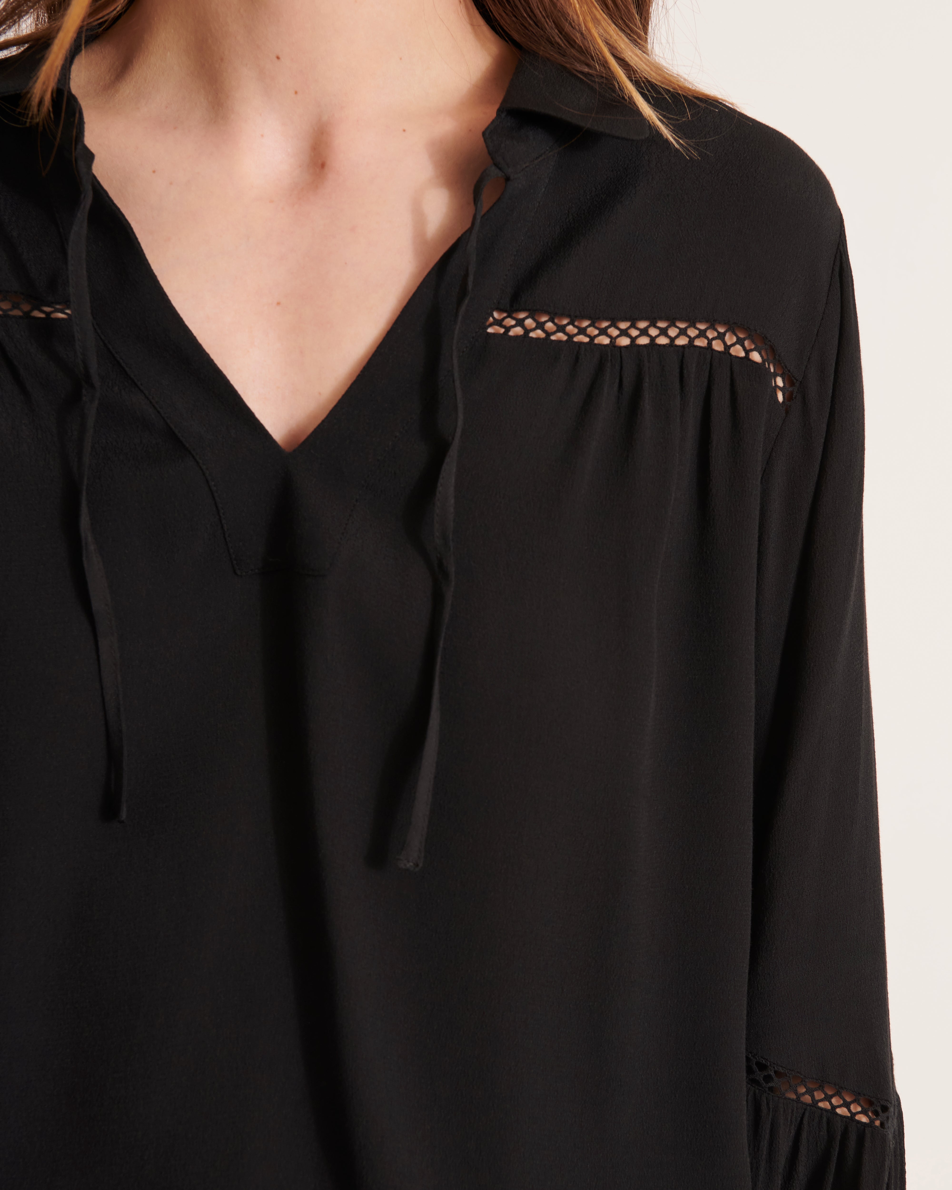 blouse fluide en crêpe de viscose noir