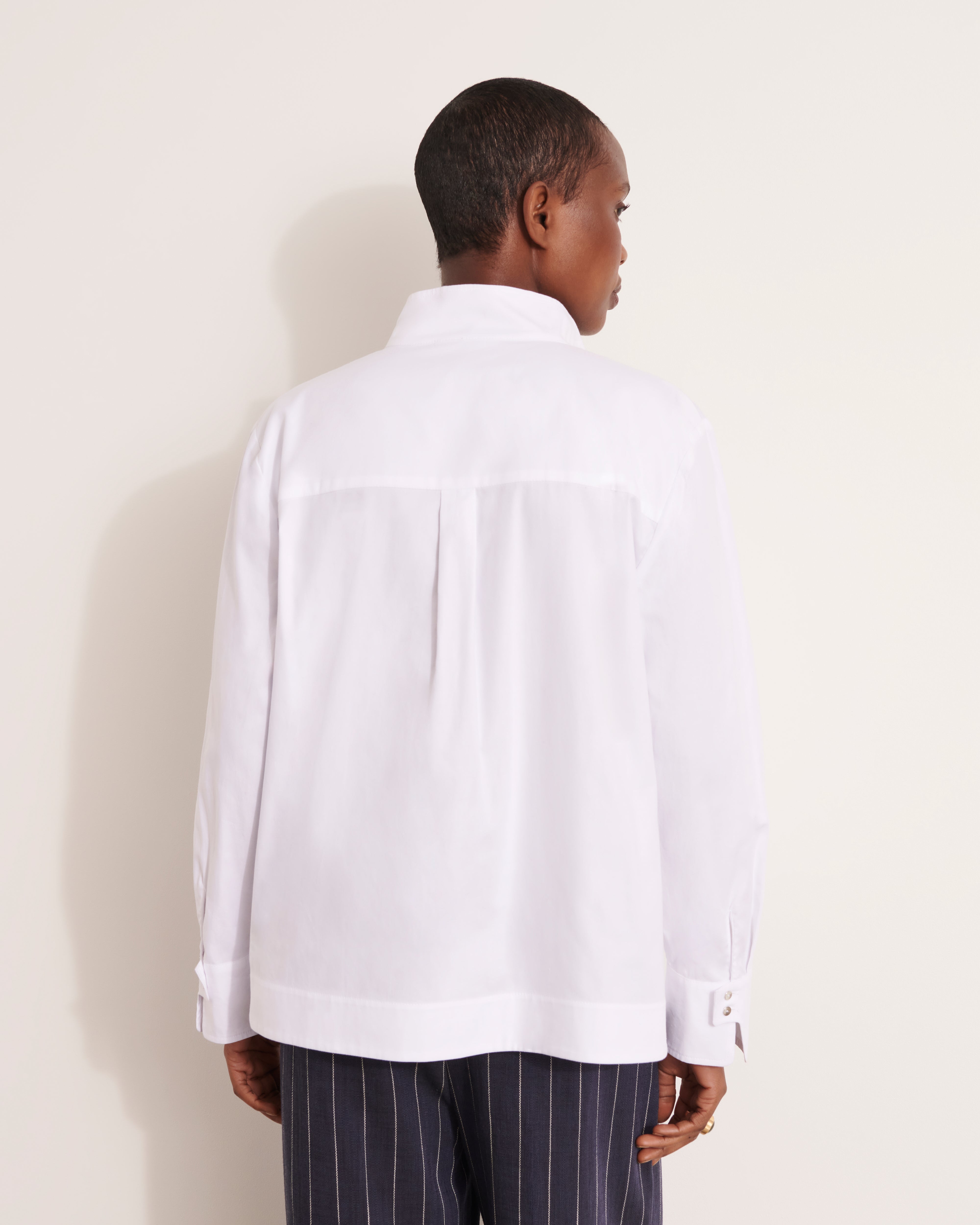 chemisier blanc coupe boite en coton oxford