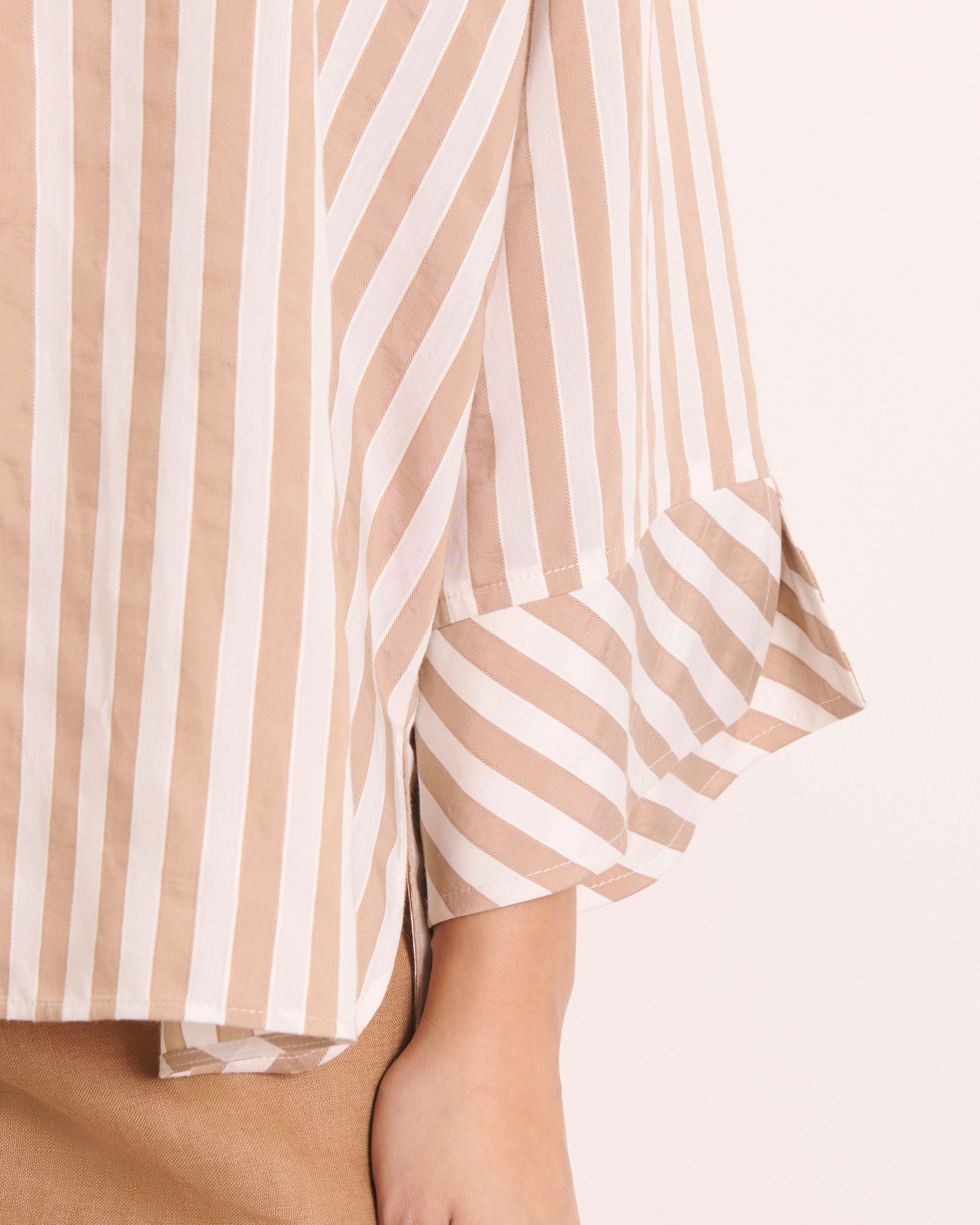 Blouse à rayures beiges CYGNE-RAYE/13182/531