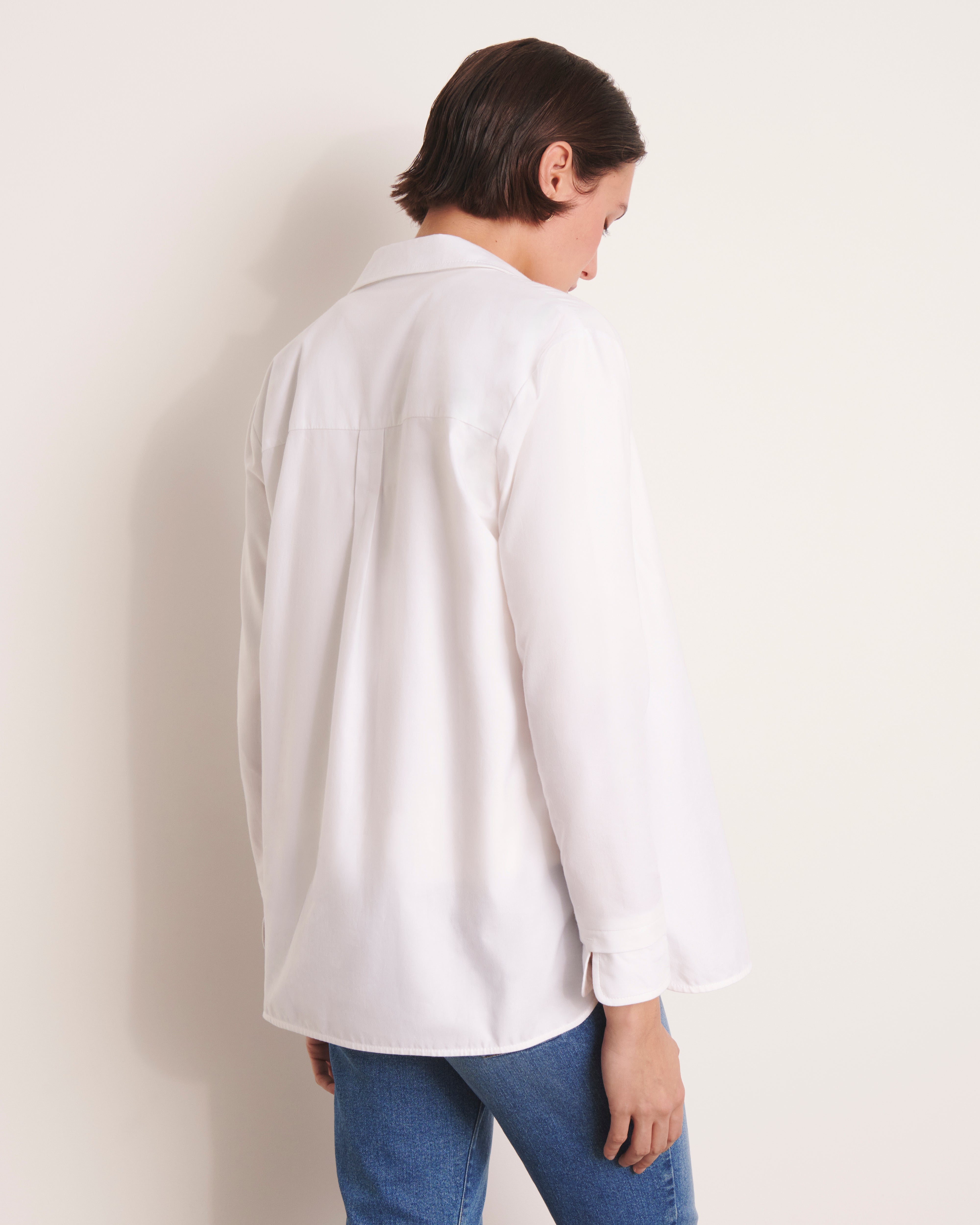 chemisier oversize blanc en sergé de coton