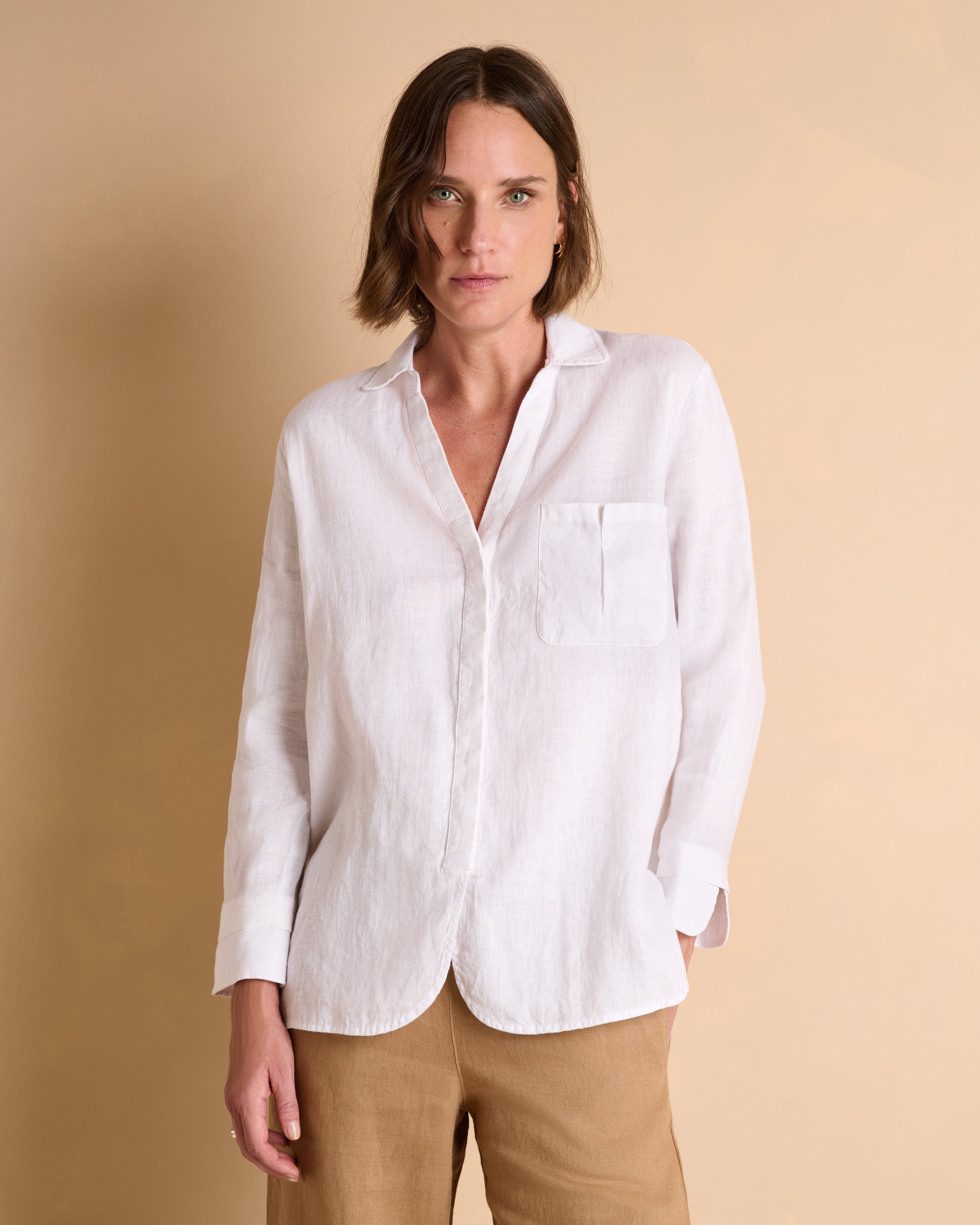 Chemisier oversize blanc en lin