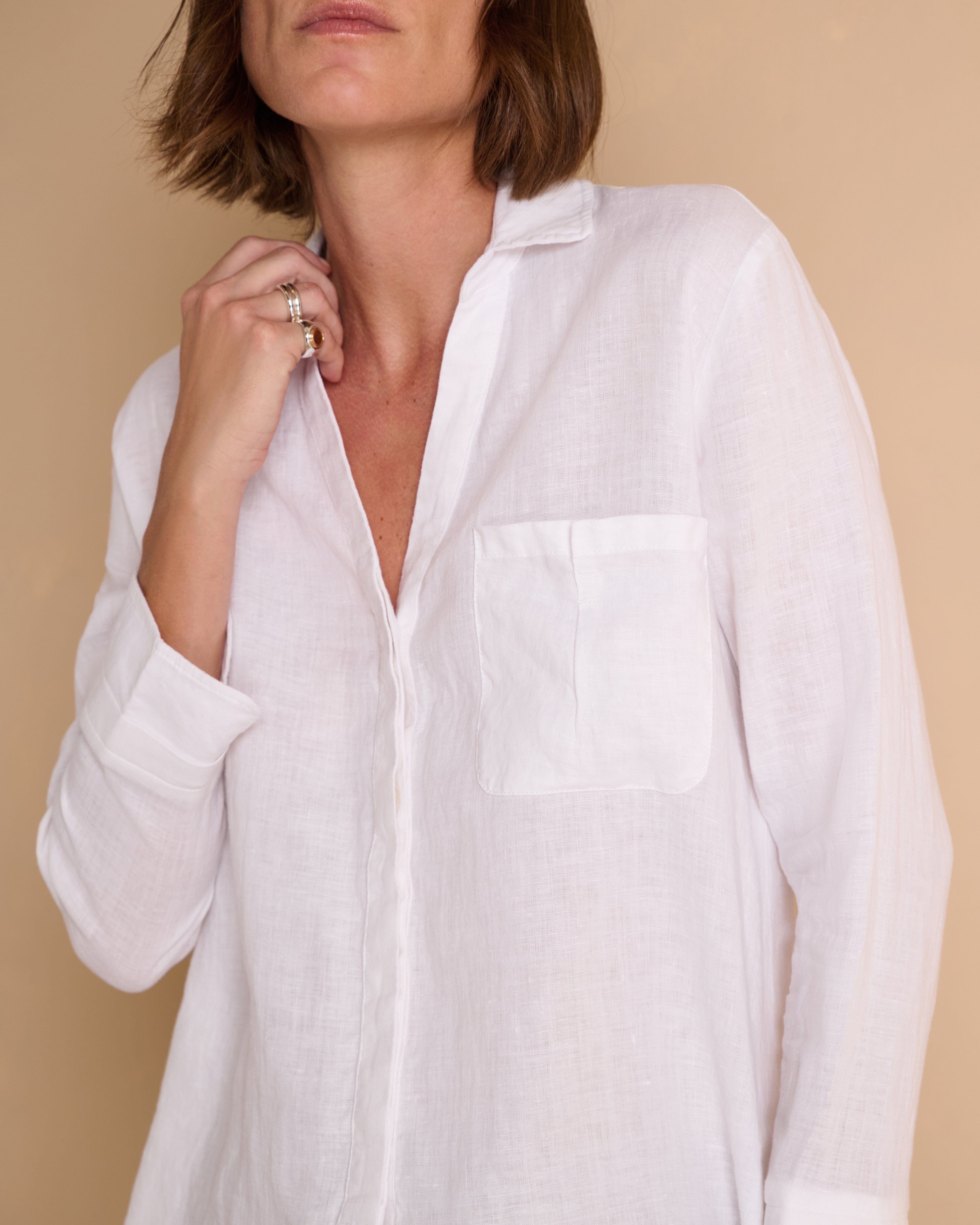 Chemisier oversize blanc en lin