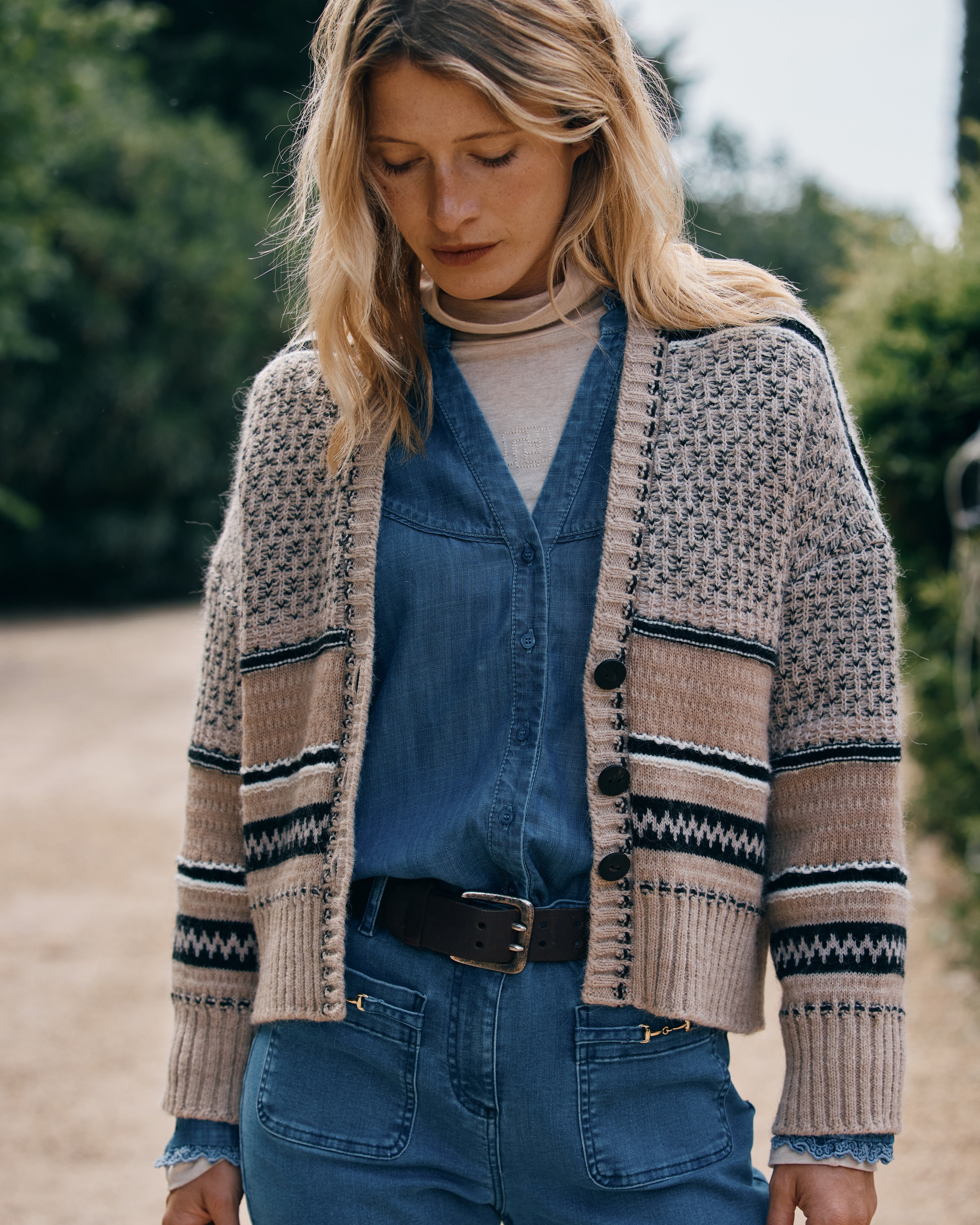 Veste oversize en maille jacquard VOLIGE-JACQ/12014/781