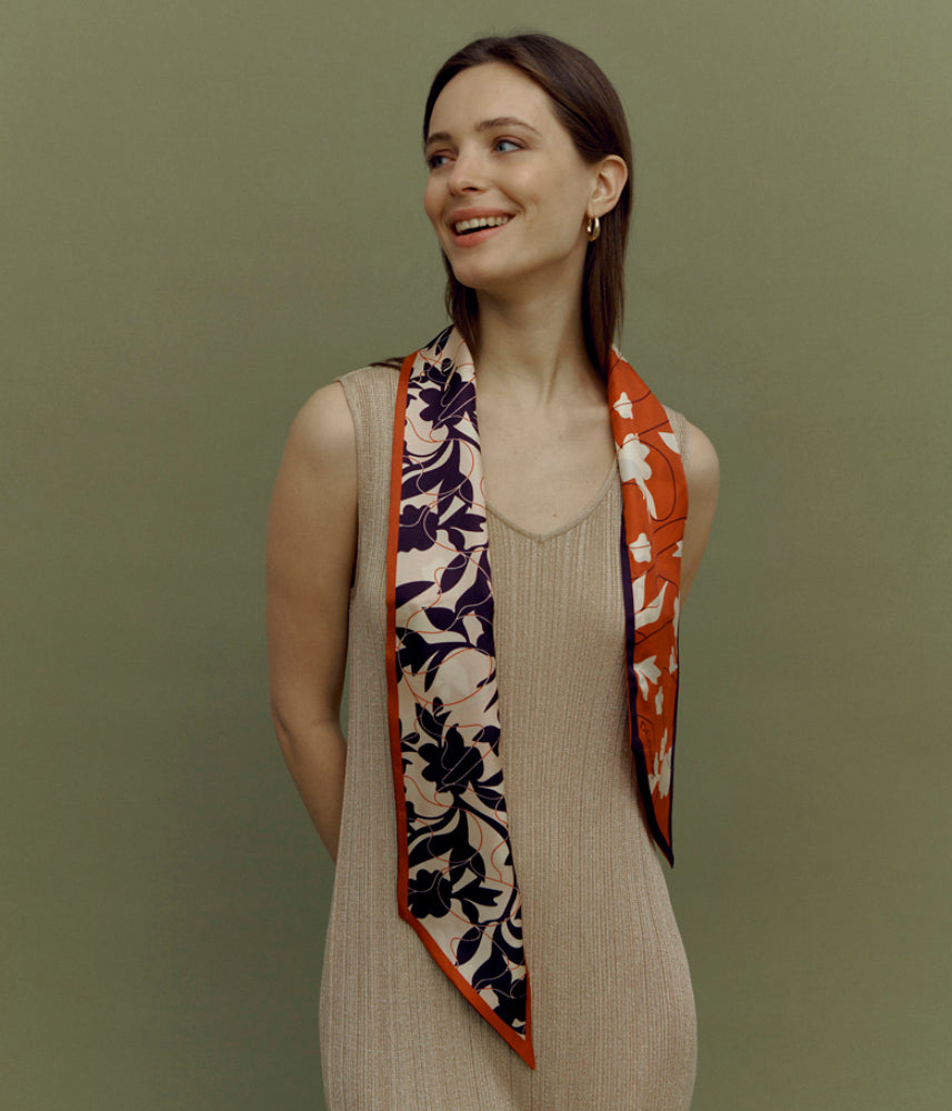Silk twill tie scarf EVITANA/85312/570