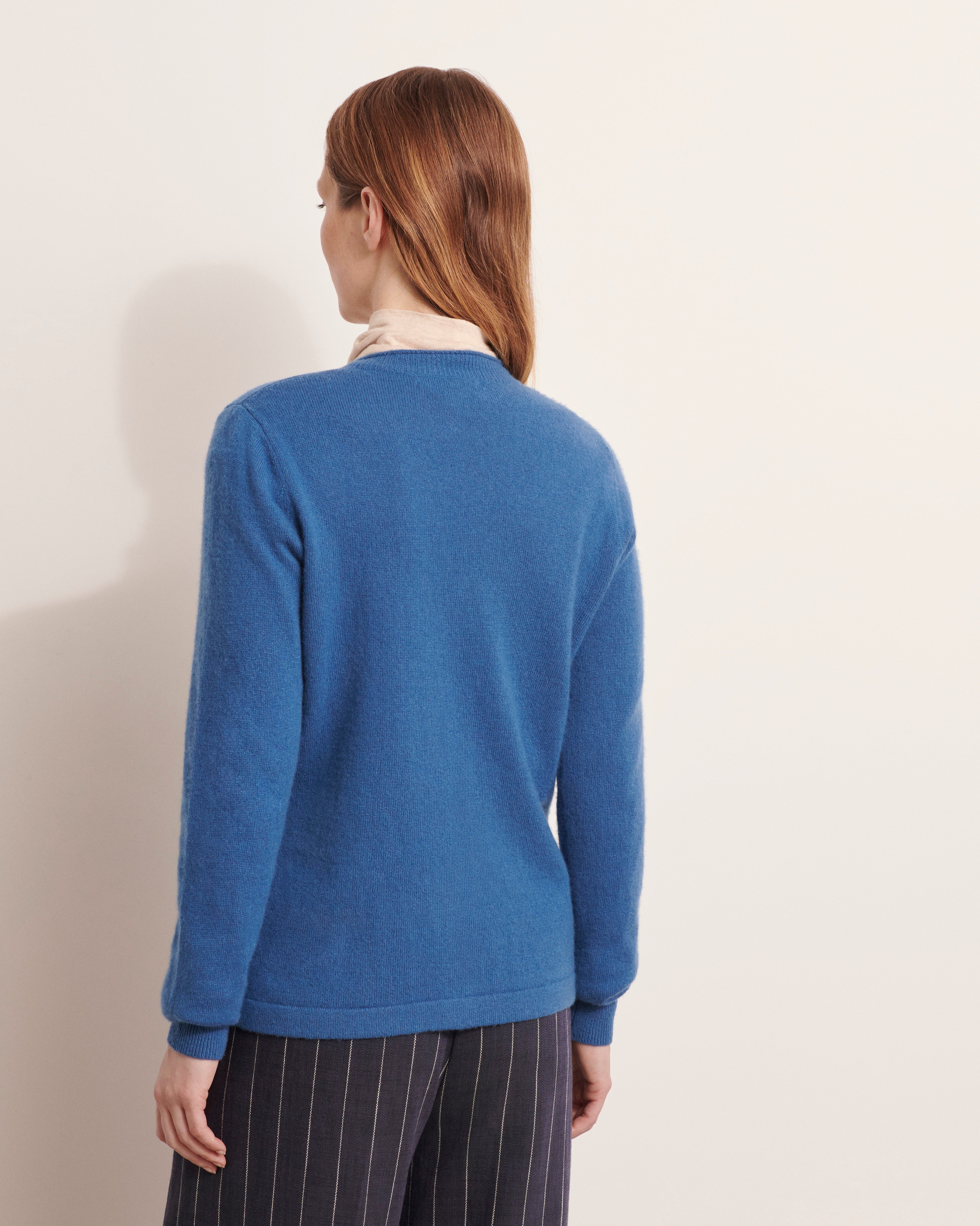 gilet en maille cachemire bleu