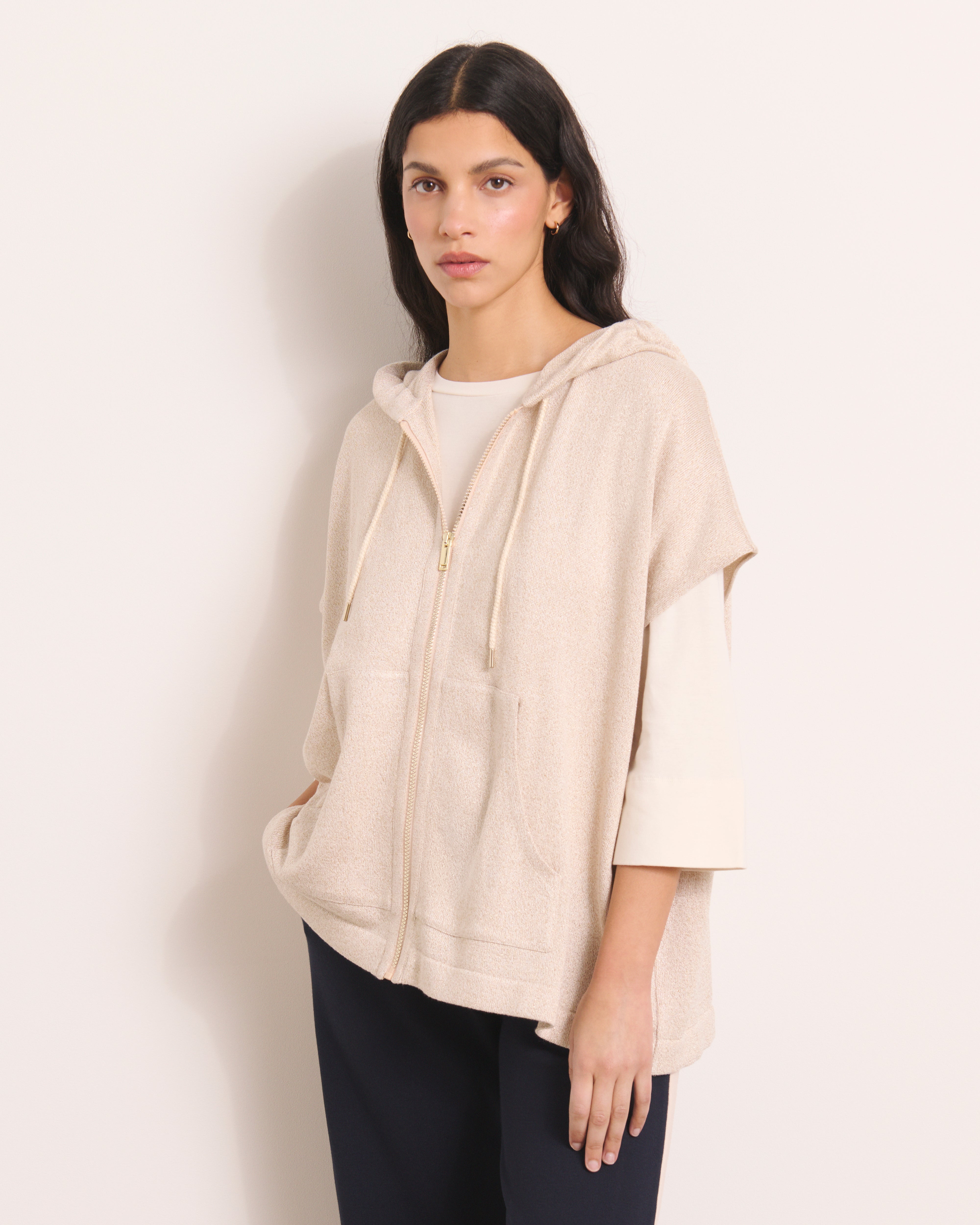 Gilet "sweat" maille irisée manches courtes GAPPLE13/13084/781