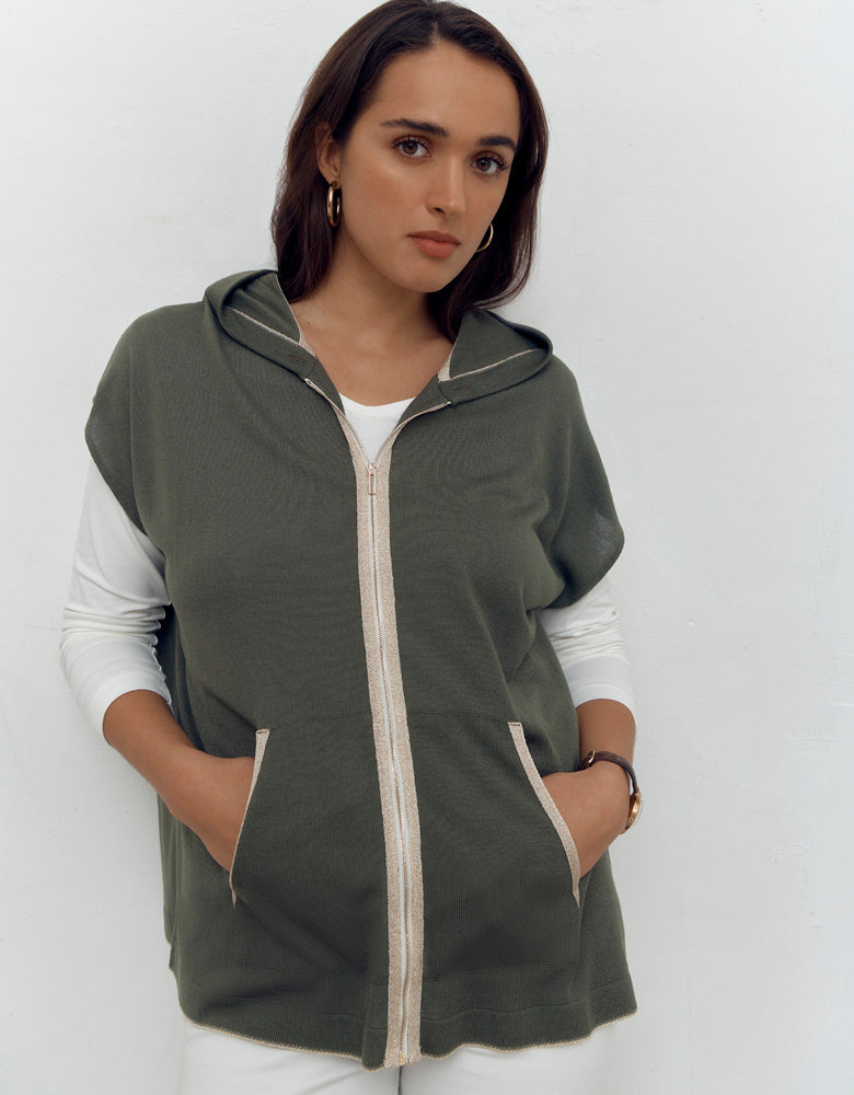 Short-sleeved knit "sweatshirt" vest GAPPLE87/87264/801