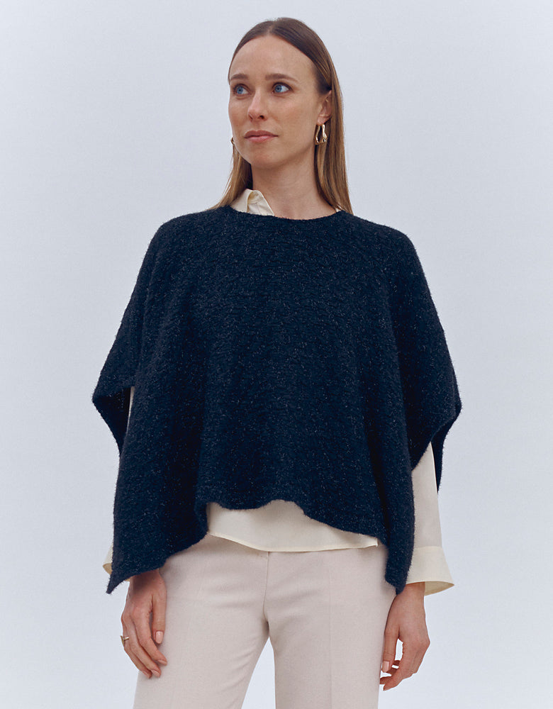 Wool and alpaca knitted cape GIVRE/86140/921