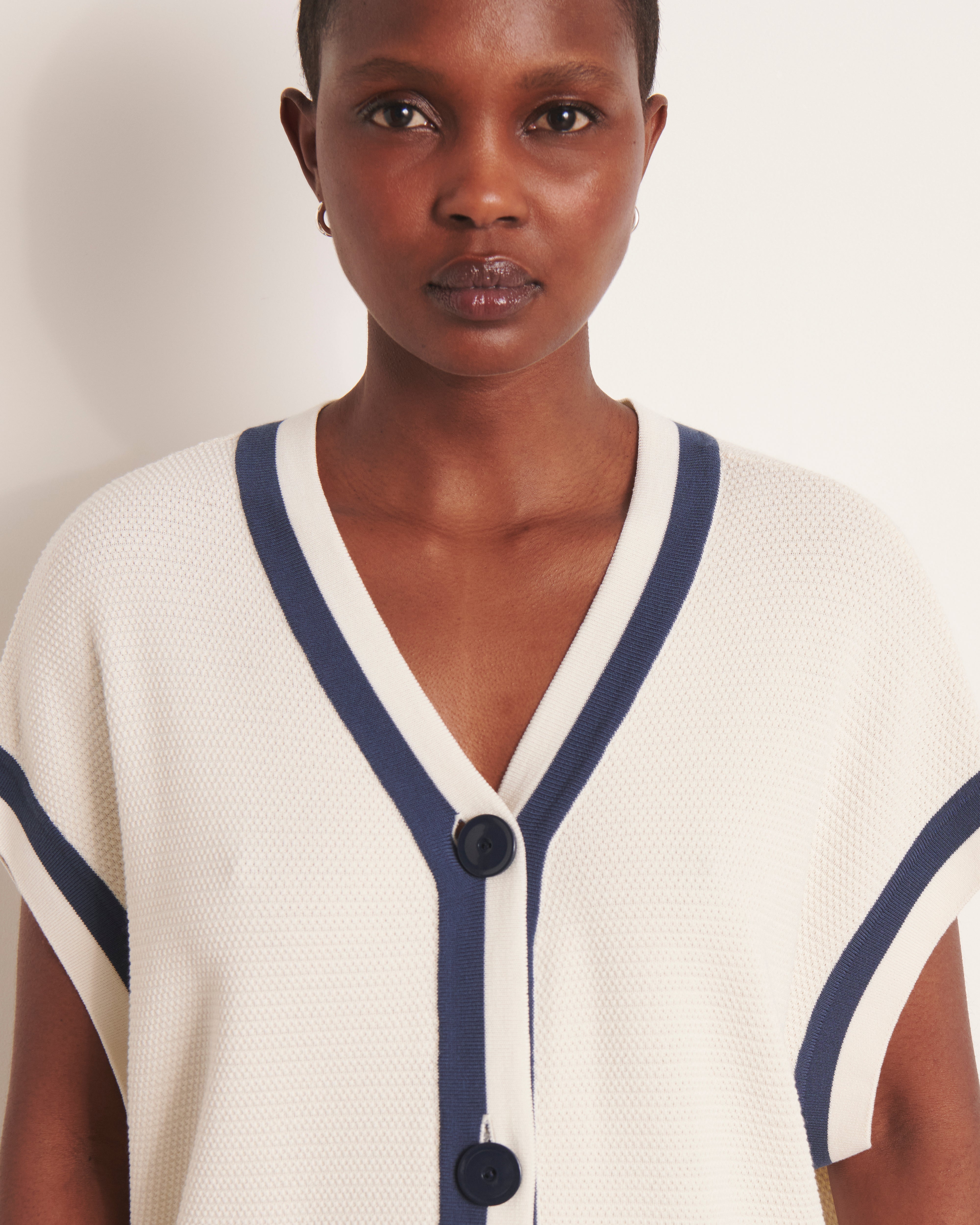 Gilet oversize blanc en maille GRECE13/13112/751