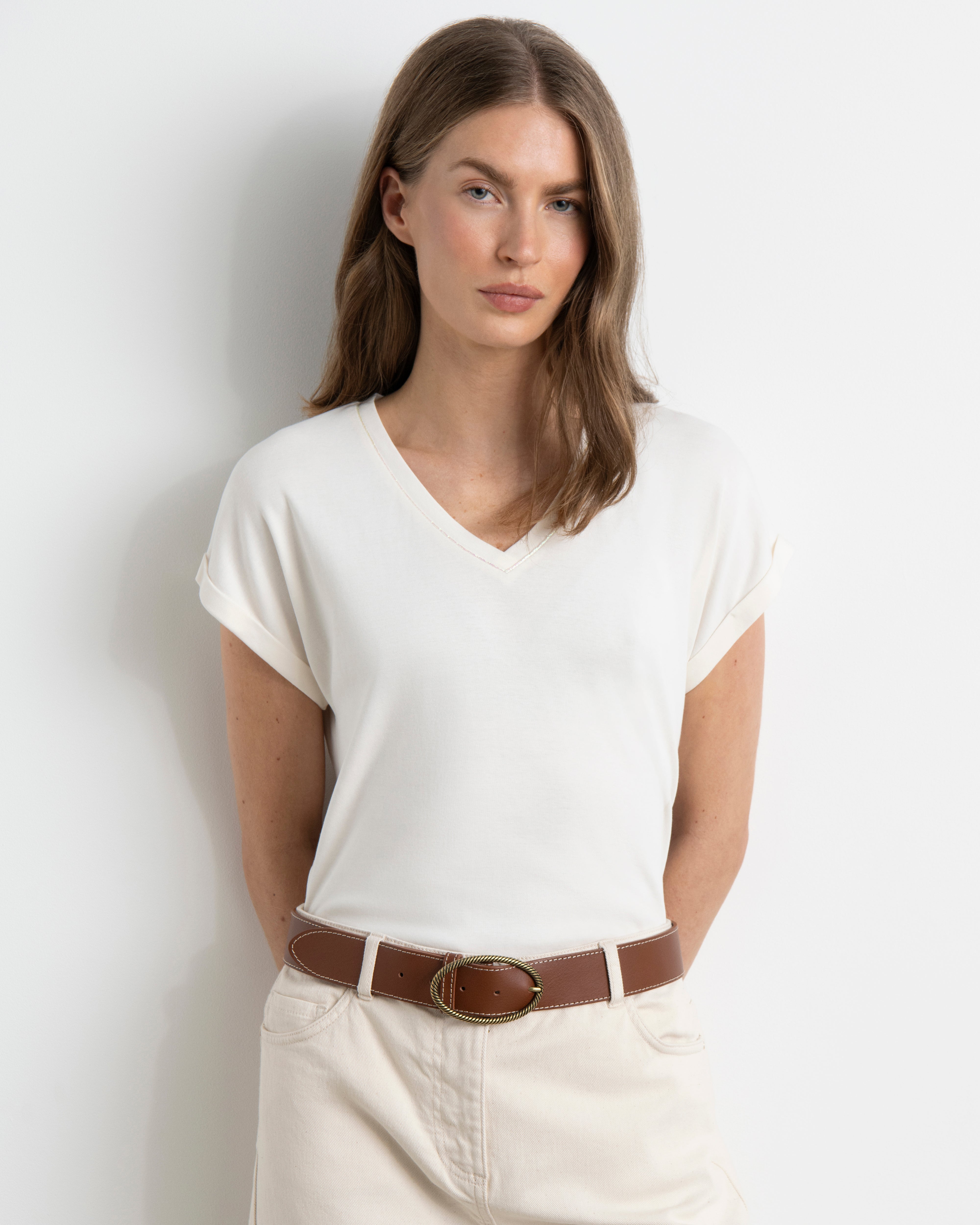 Ceinture en cuir et boucle ovale HONEY/13094/043