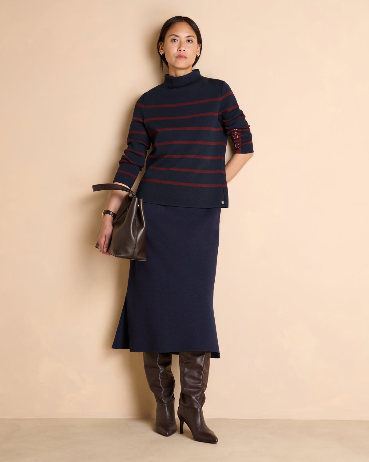 Jupe longue bleu marine en laine IRINE1927-UNI/14278/319