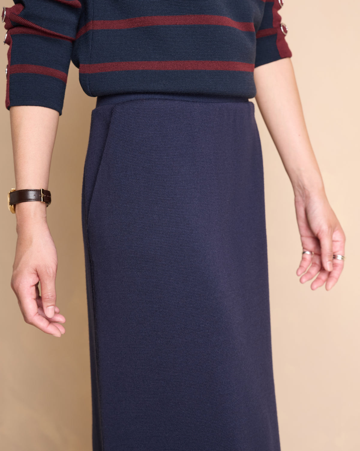 Jupe longue bleu marine en laine